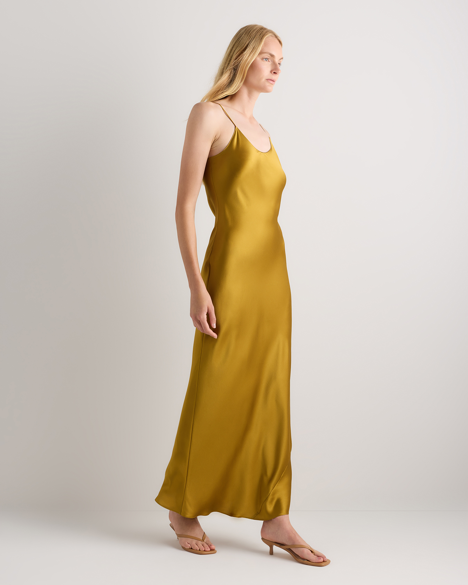 yellow silk maxi dress Bead  Rich Fashion Great for any cup size Staying True Satin Maxi Dress