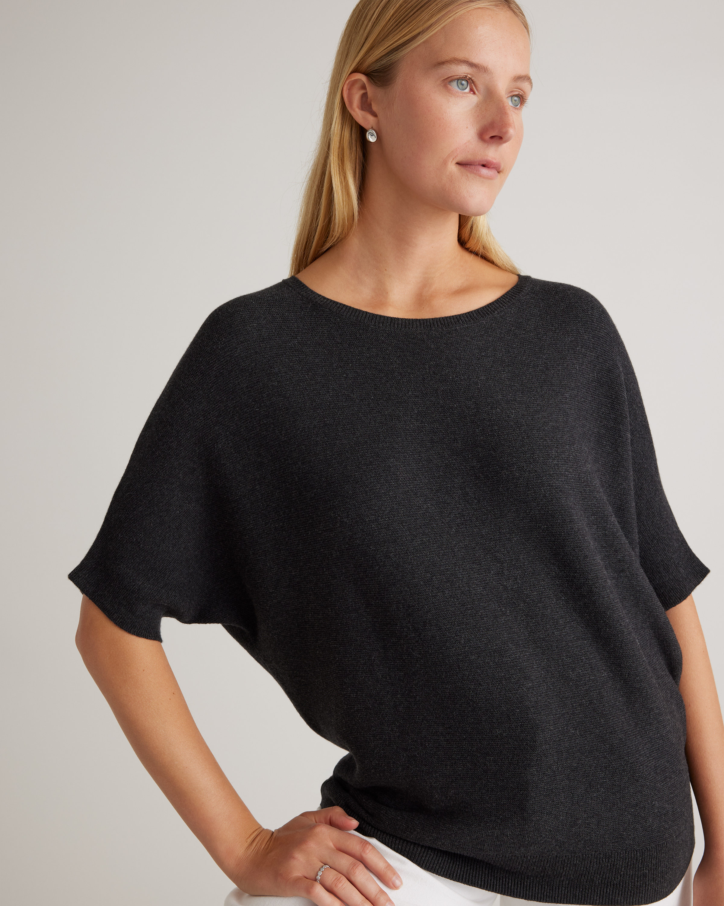 S layered dolman knit bk×wh Zip Neck Dolman Sleeve Sweater | White House Black Market
