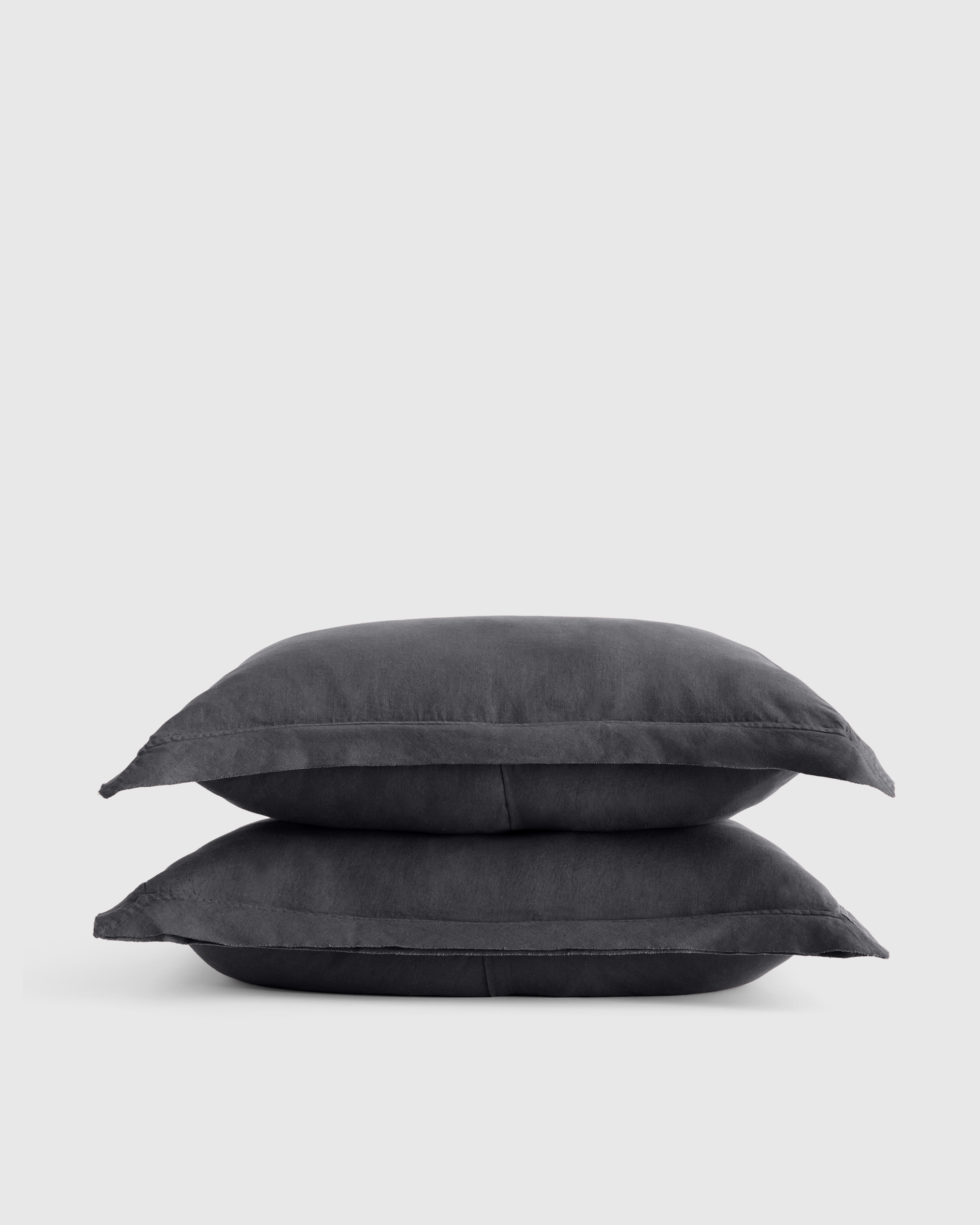 european linen double flange sham set, standard, charcoal
