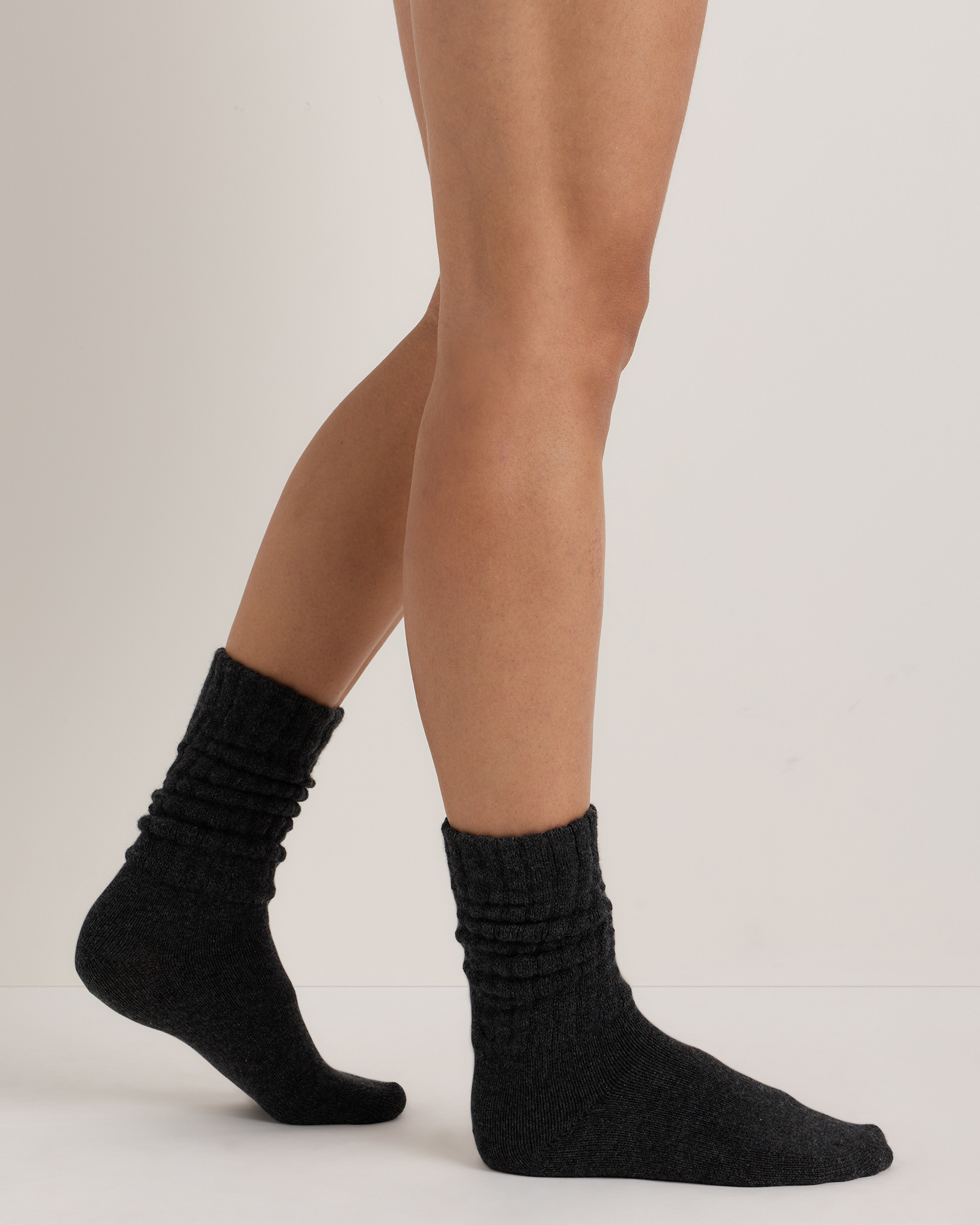 Charcoal Heather Mongolian Cashmere Slouch Sock