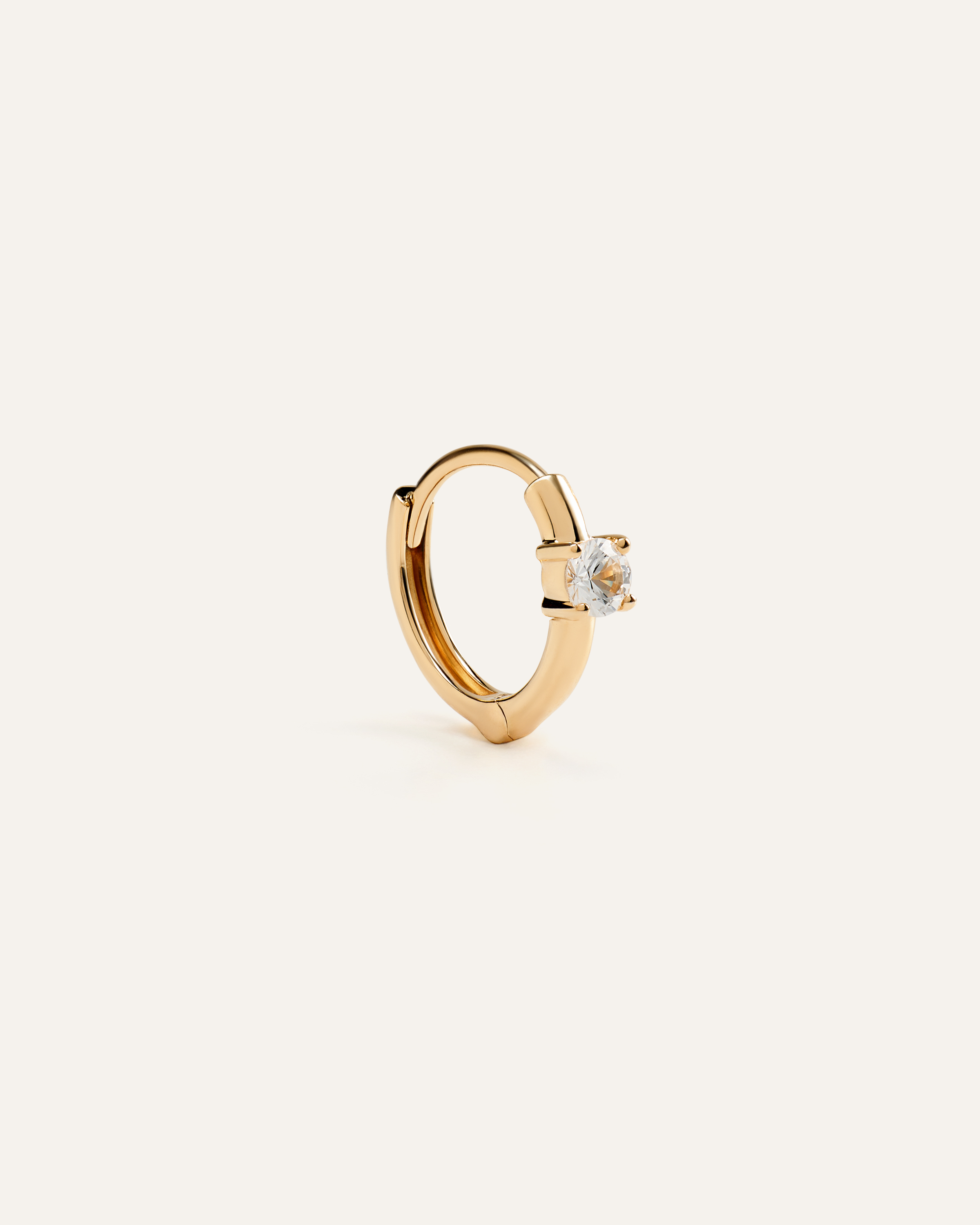 White Sapphire 14K Gold Gemstone Tiny Huggie - Single
