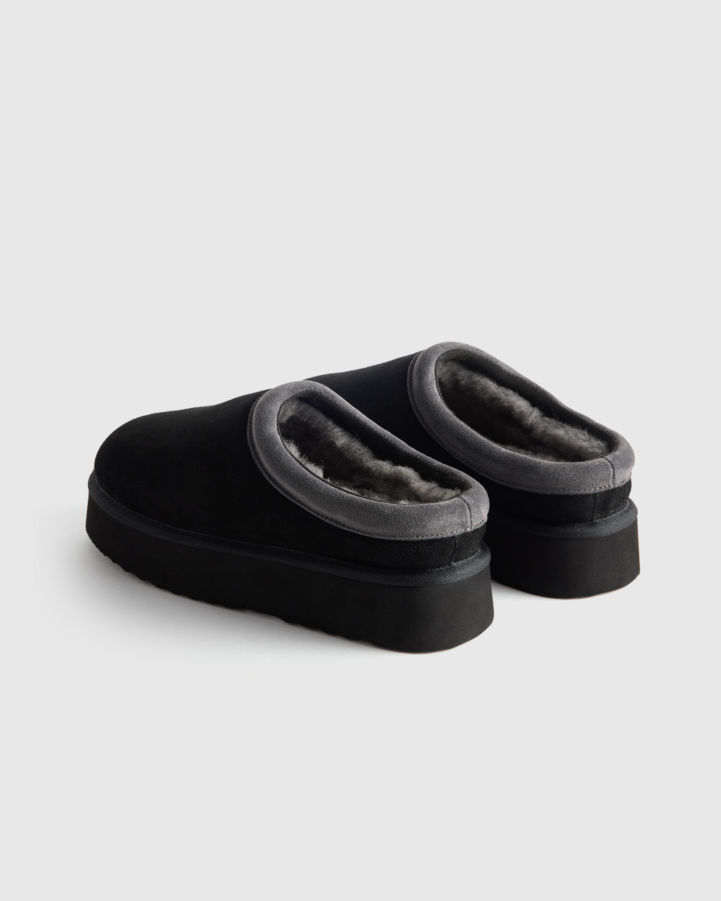 Australian Shearling Platform Clog Slipper in Black display picture 3