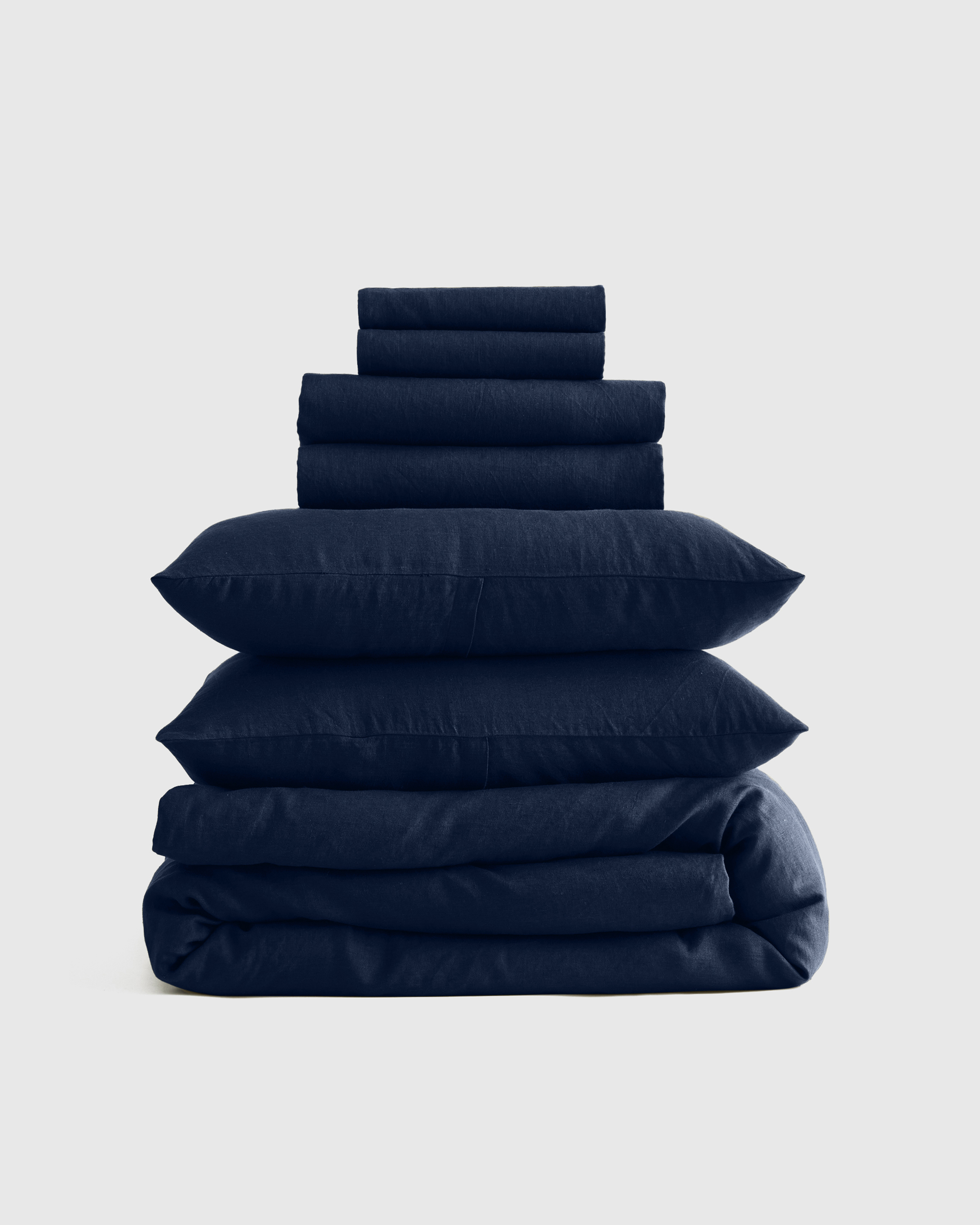 Navy European Linen Deluxe Bedding Bundle