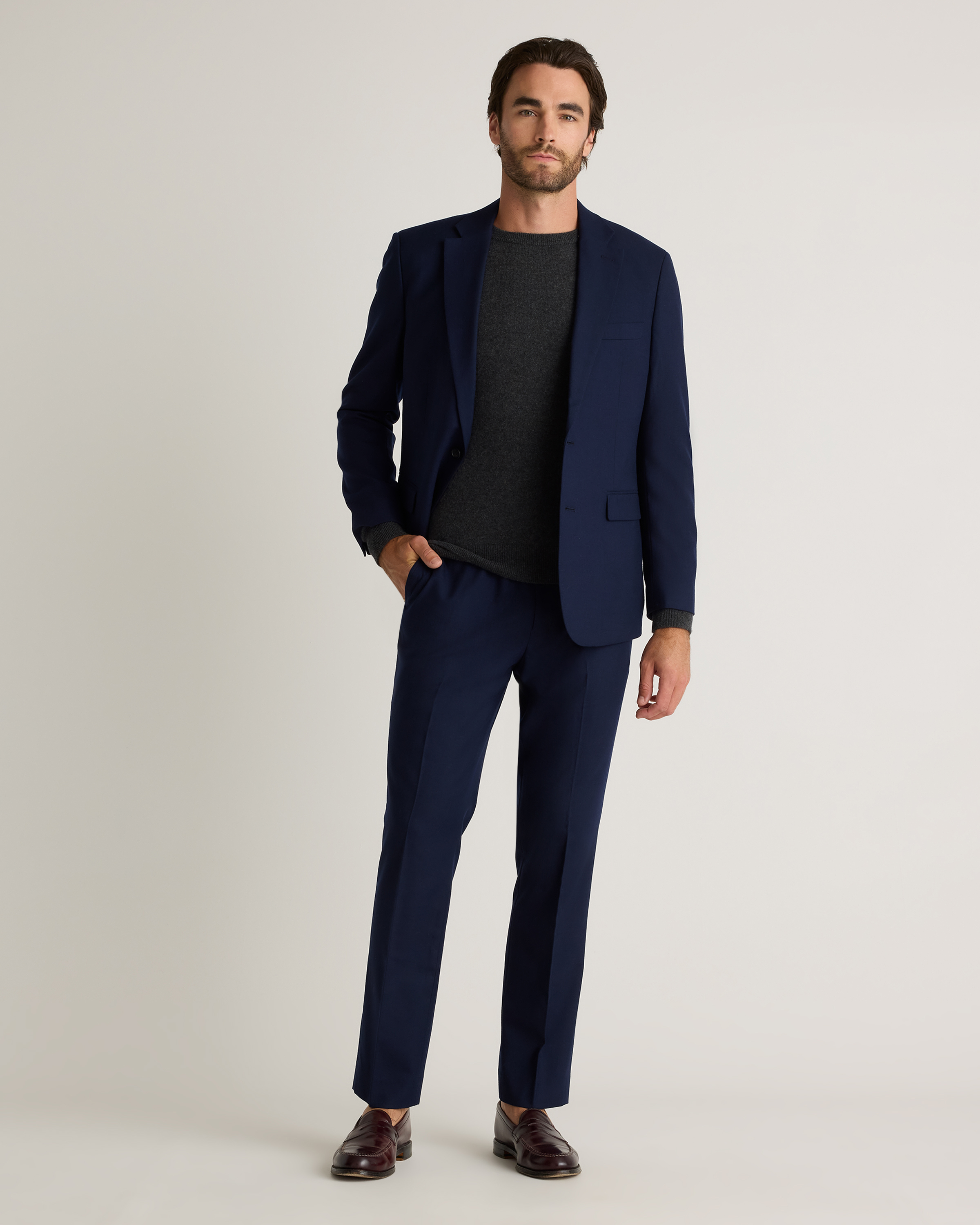 Stretch Wool Dress Pant in Navy