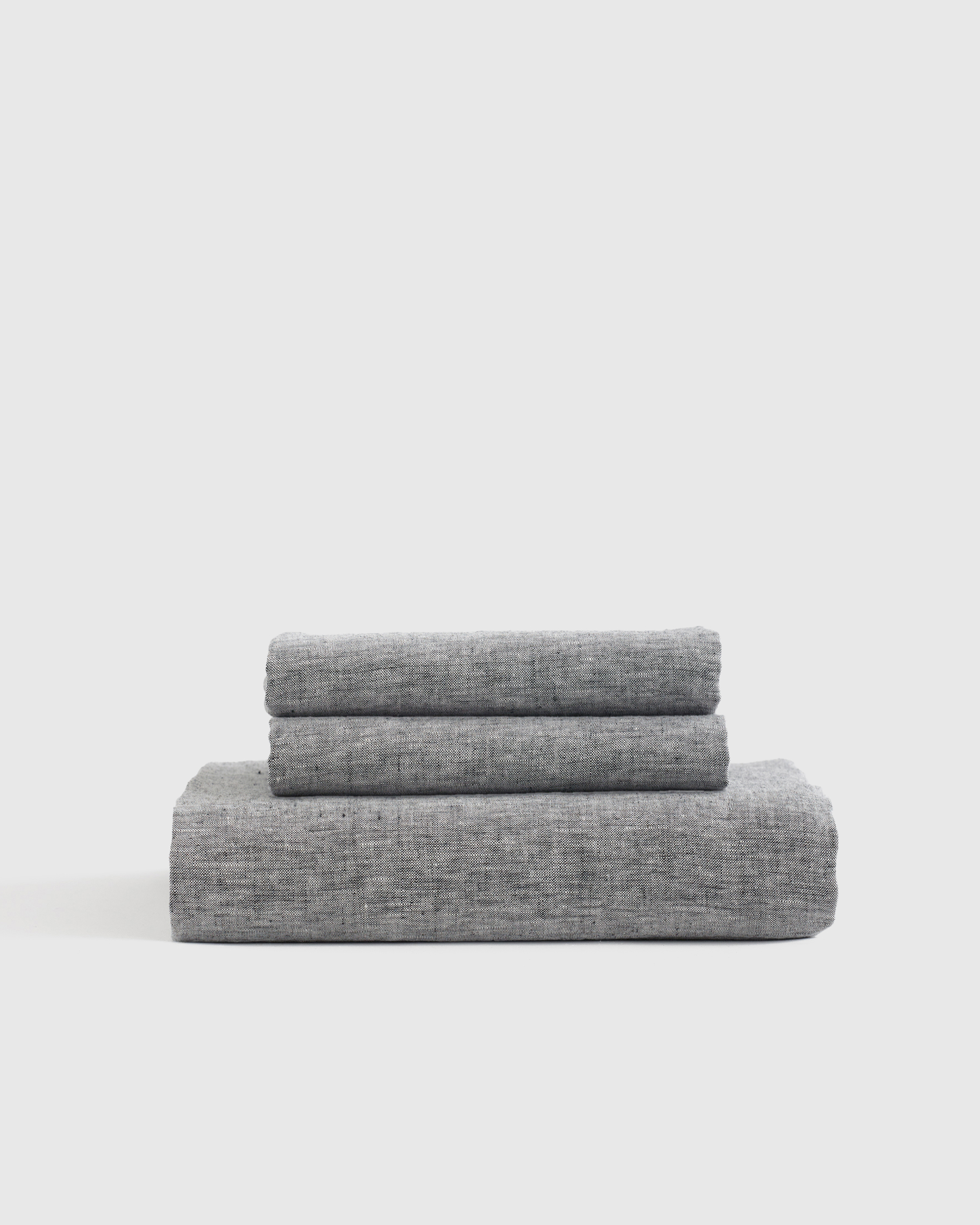 Charcoal European Linen Chambray Fitted Sheet Set 