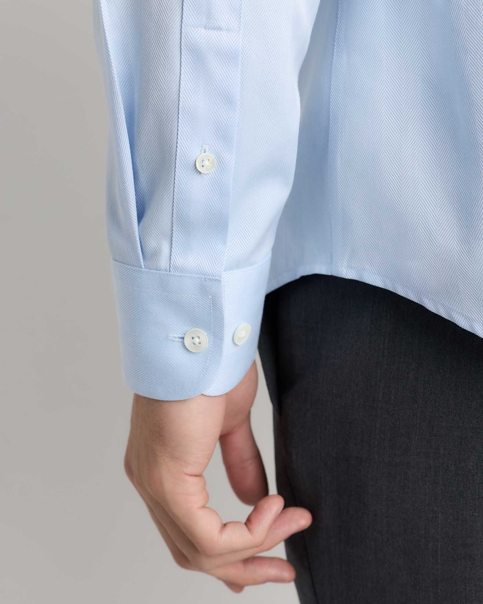Men's Supima Cotton Herringbone Dress Shirt in True Blue, Size XXL by Quince Men's Supima Cotton Herringbone Dress Shirt in True Blue, Size XXL by Quince