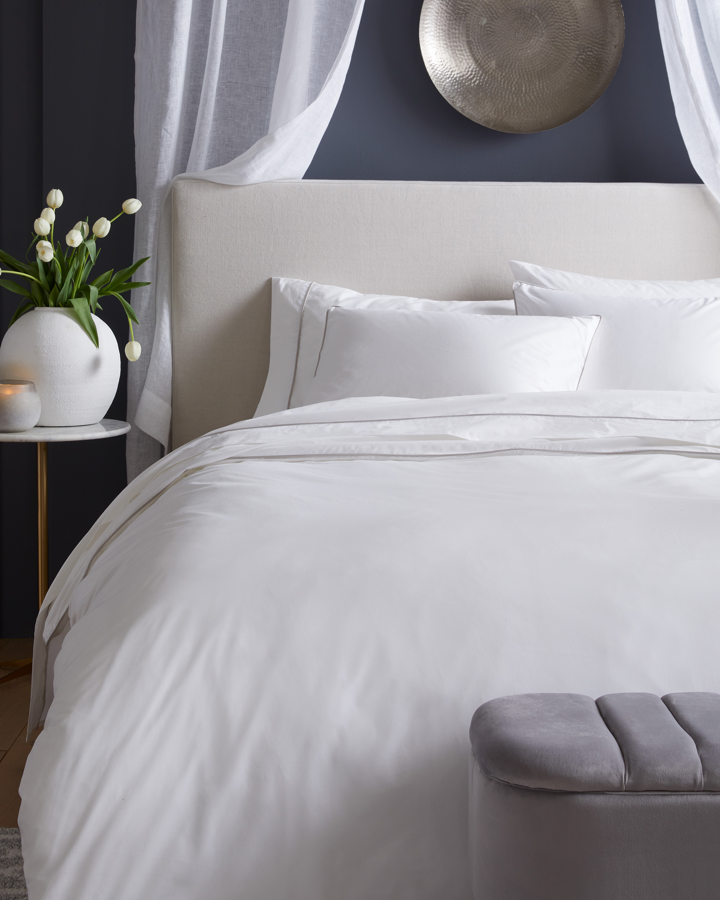 Classic Organic Percale Piped Duvet Cover Set - Thumbnail 2