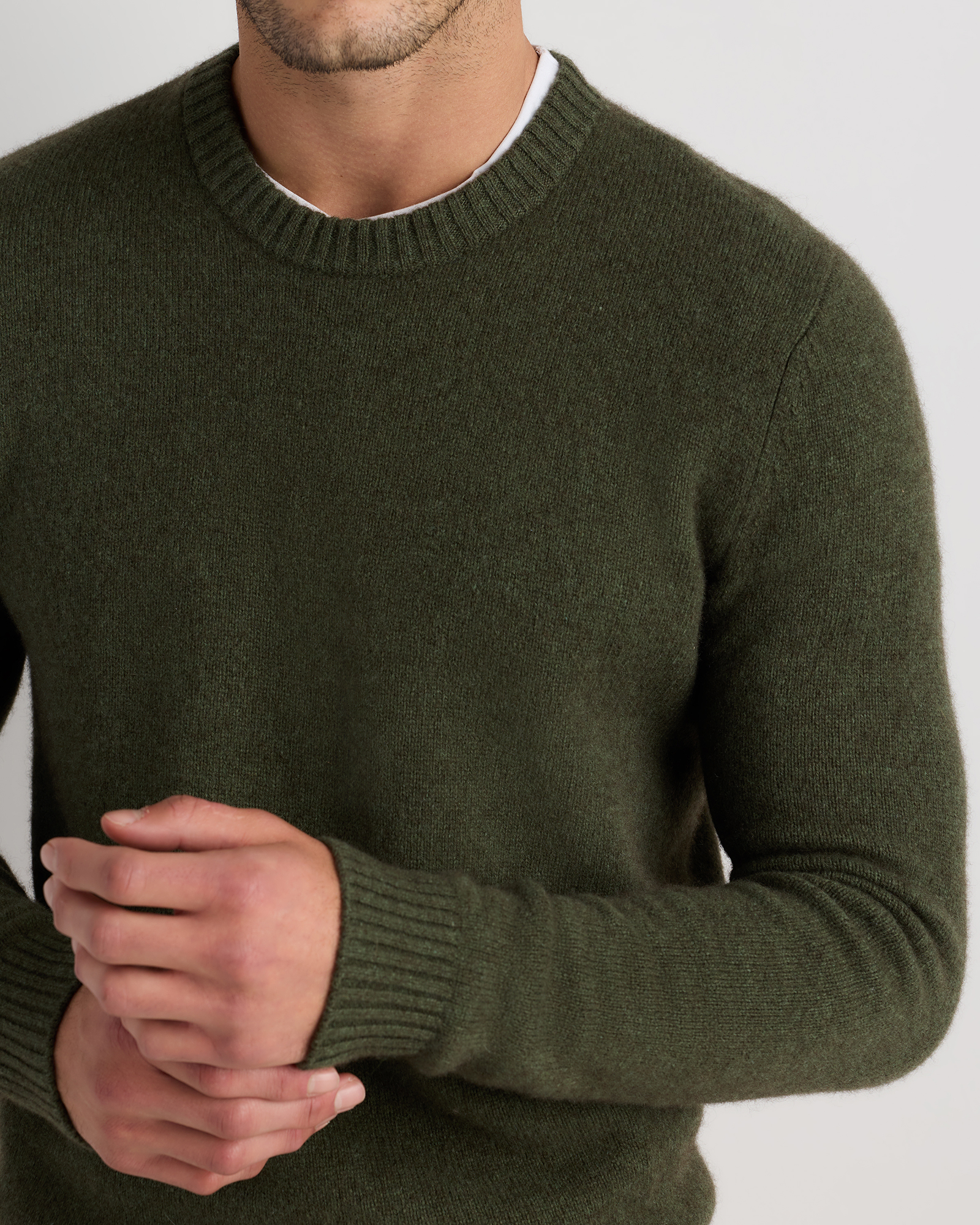 100% Yak Wool Crewneck Sweater in Fernwood Olive