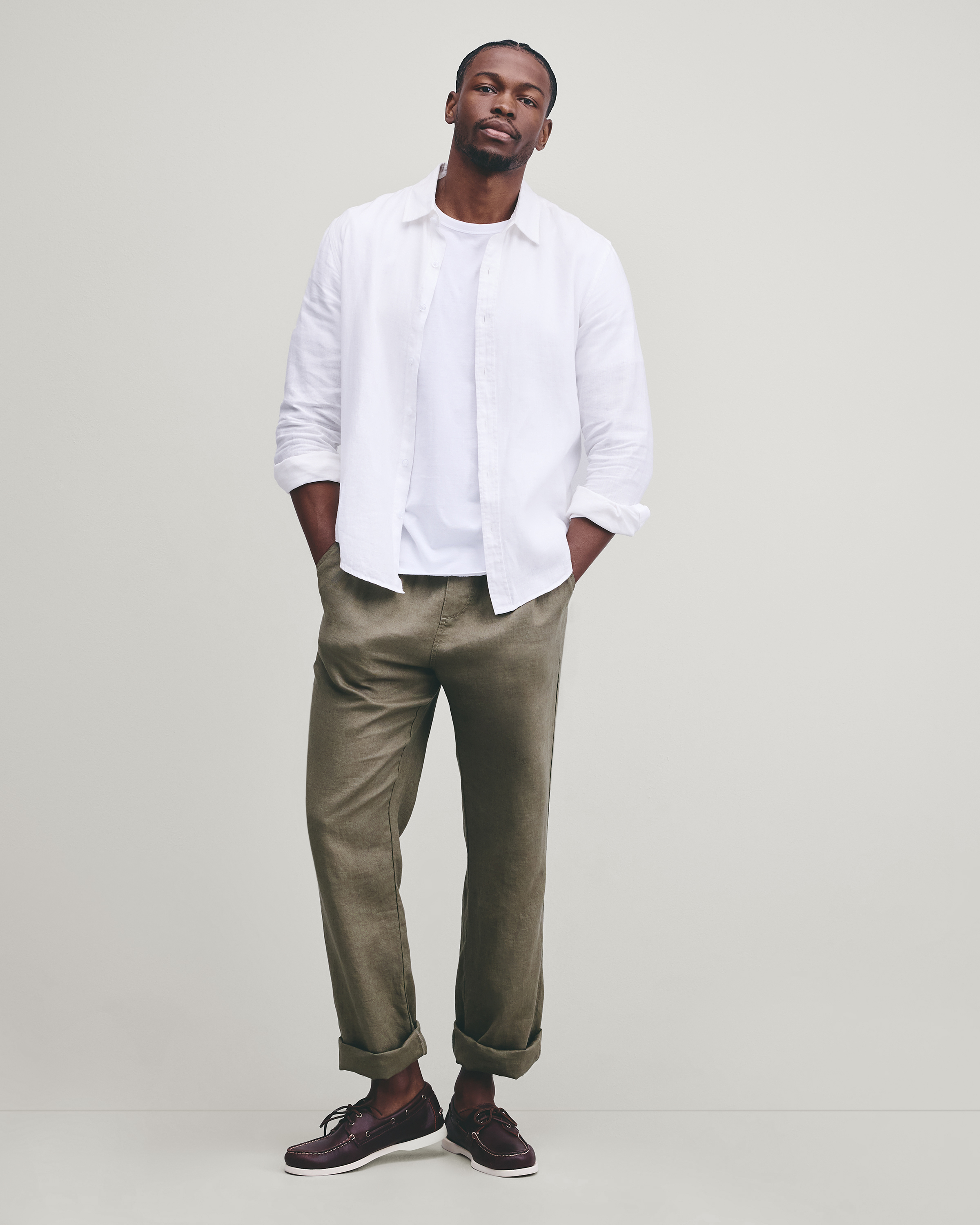 Bayberry Olive 100% European Linen Drawstring Beach Pants