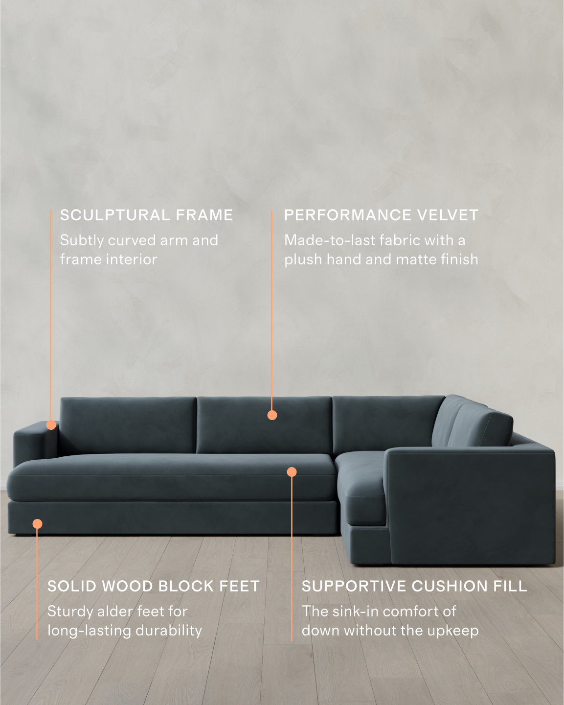 sectional right pine