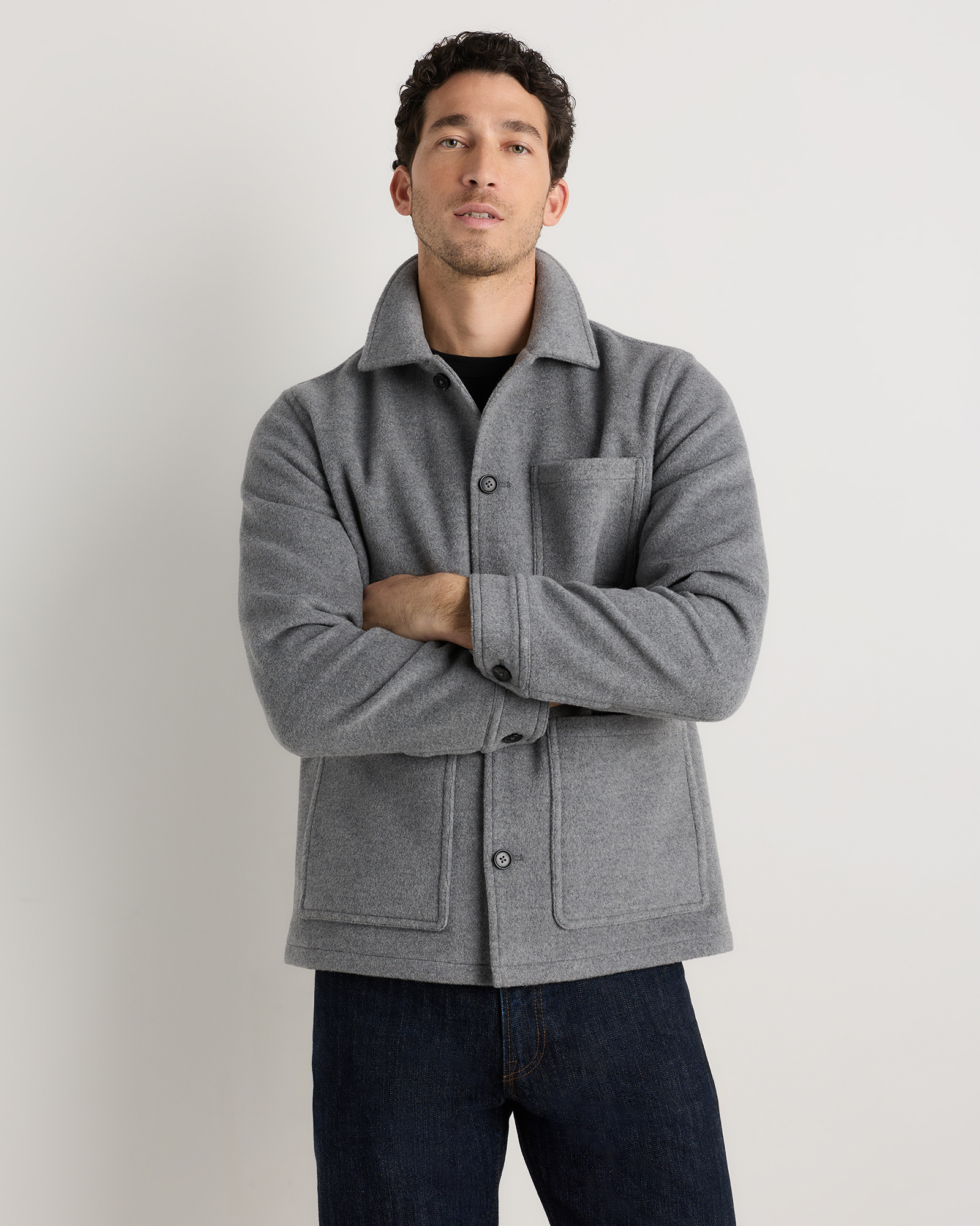 Heather Grey Wool Cashmere Chore Jacket