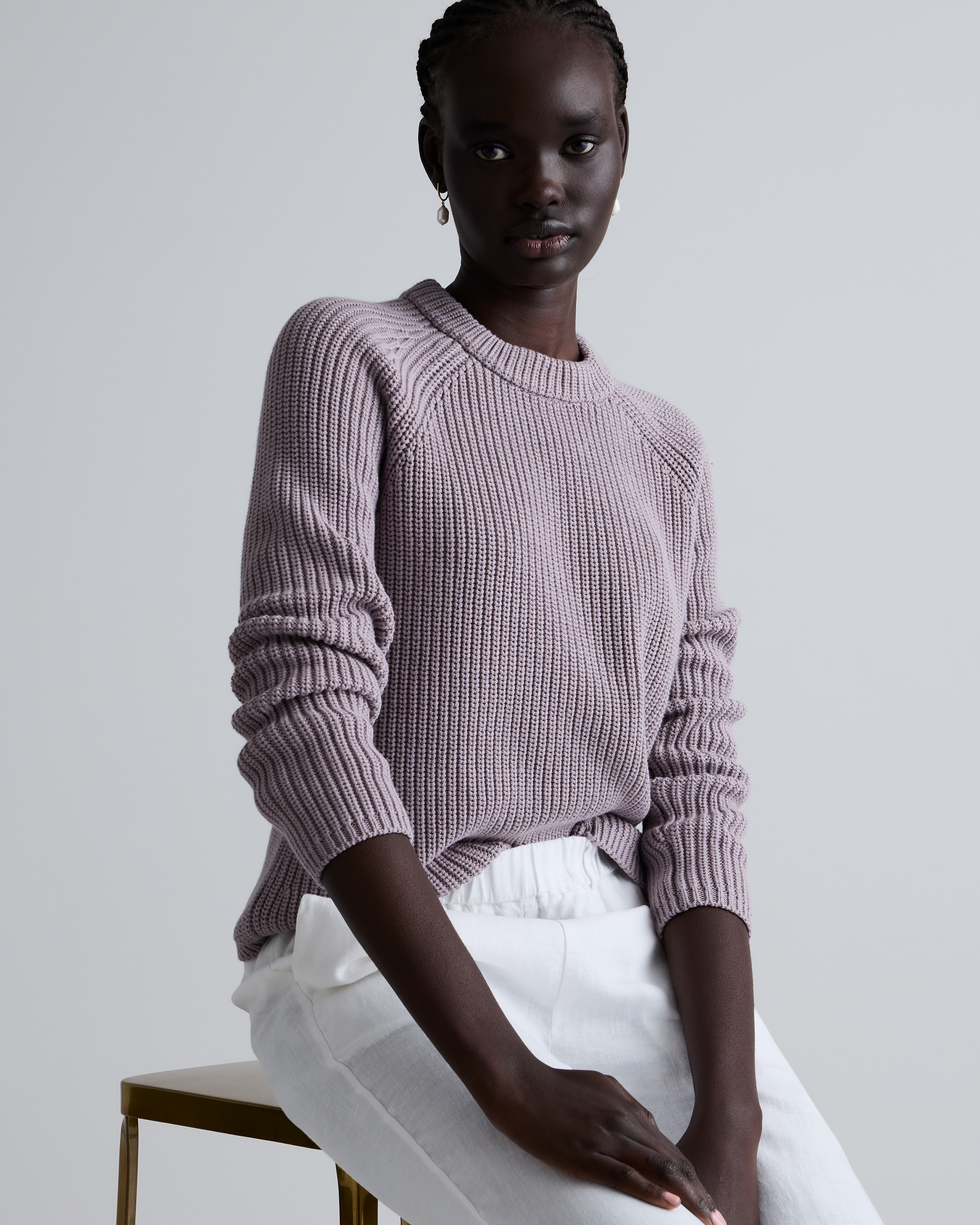 Quince Women's Fisherman Crew Sweater In Pink