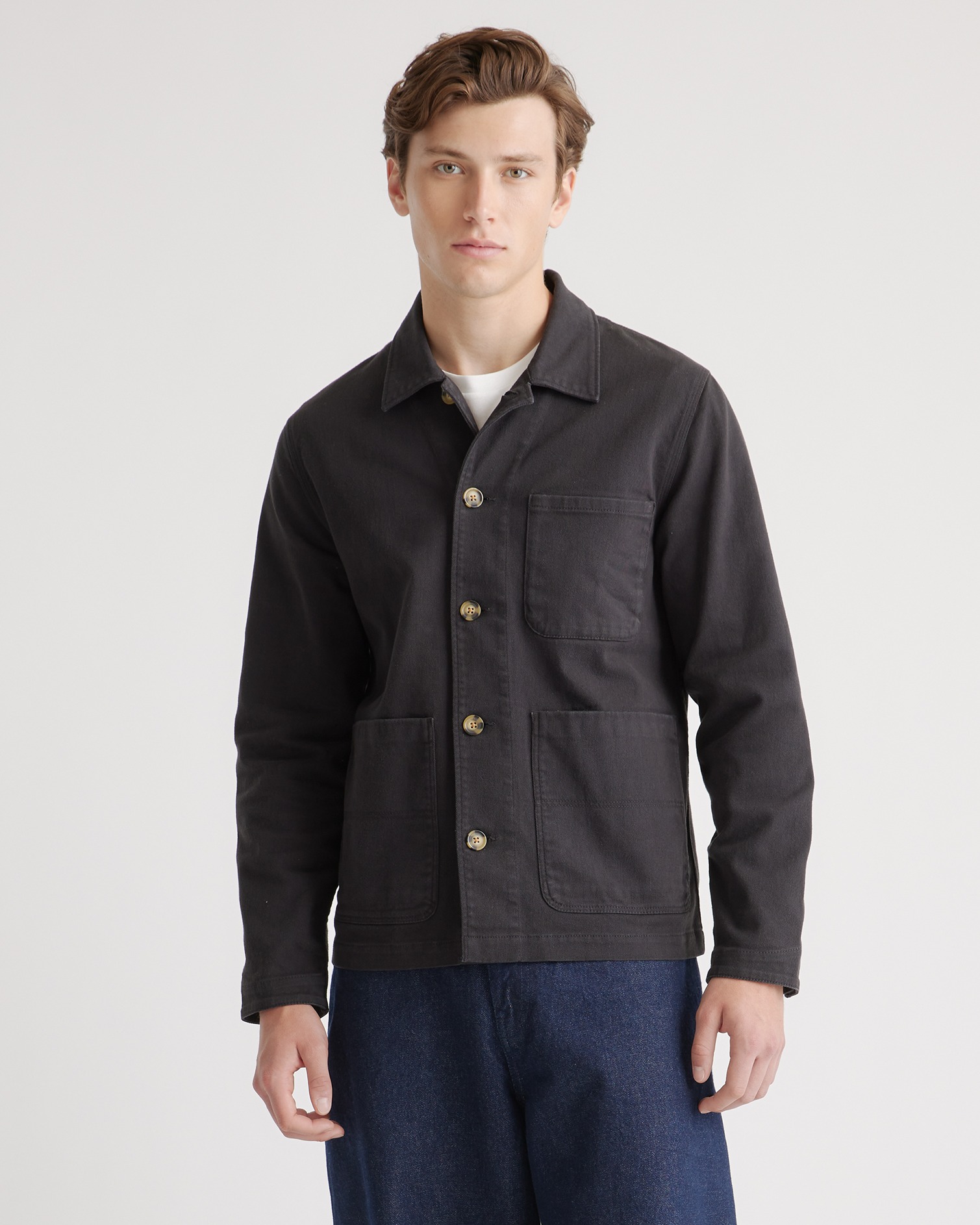 Quince Men's Organic Comfort Stretch Chore Jacket In Black