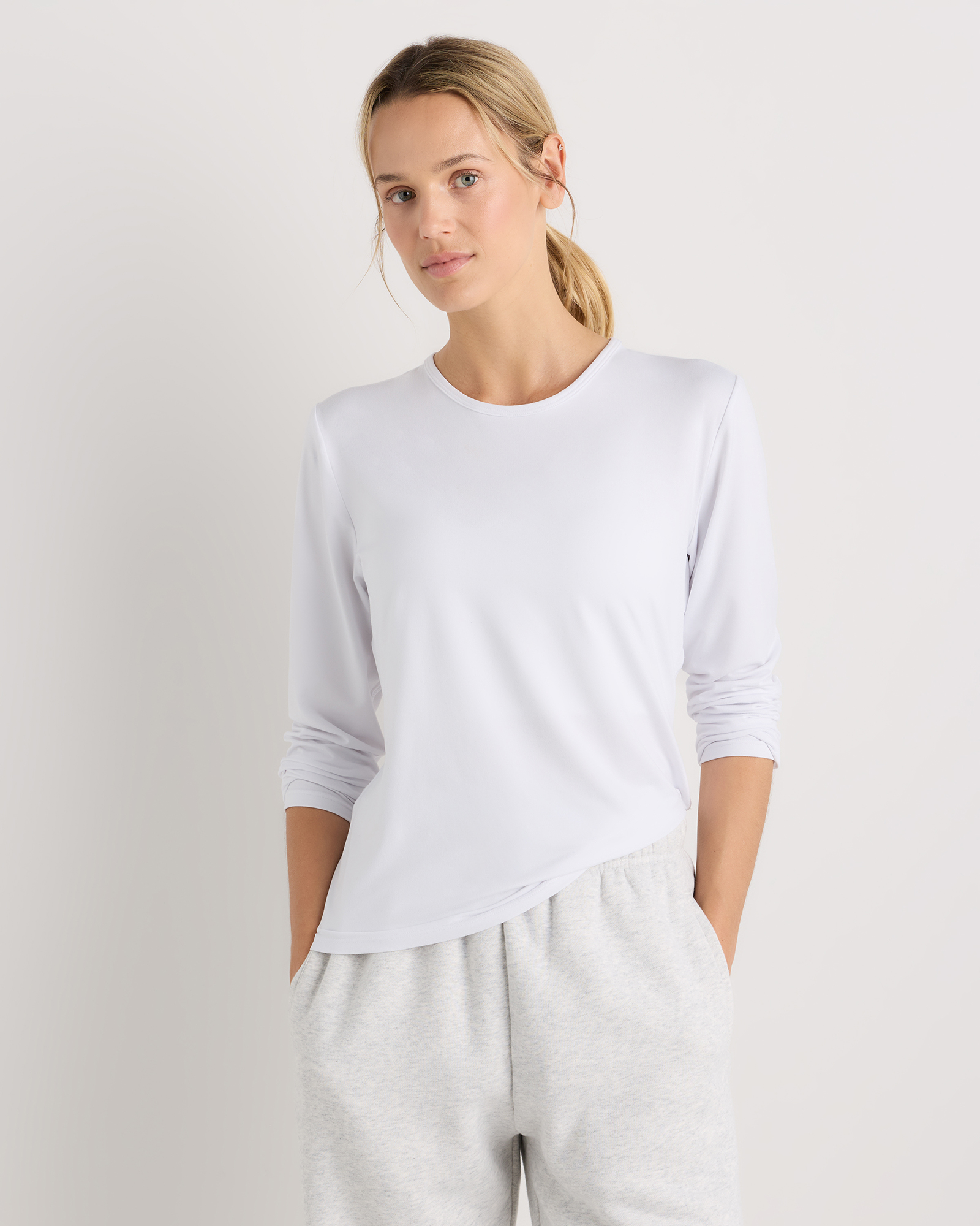 White Flowknit Breeze Long Sleeve Top
