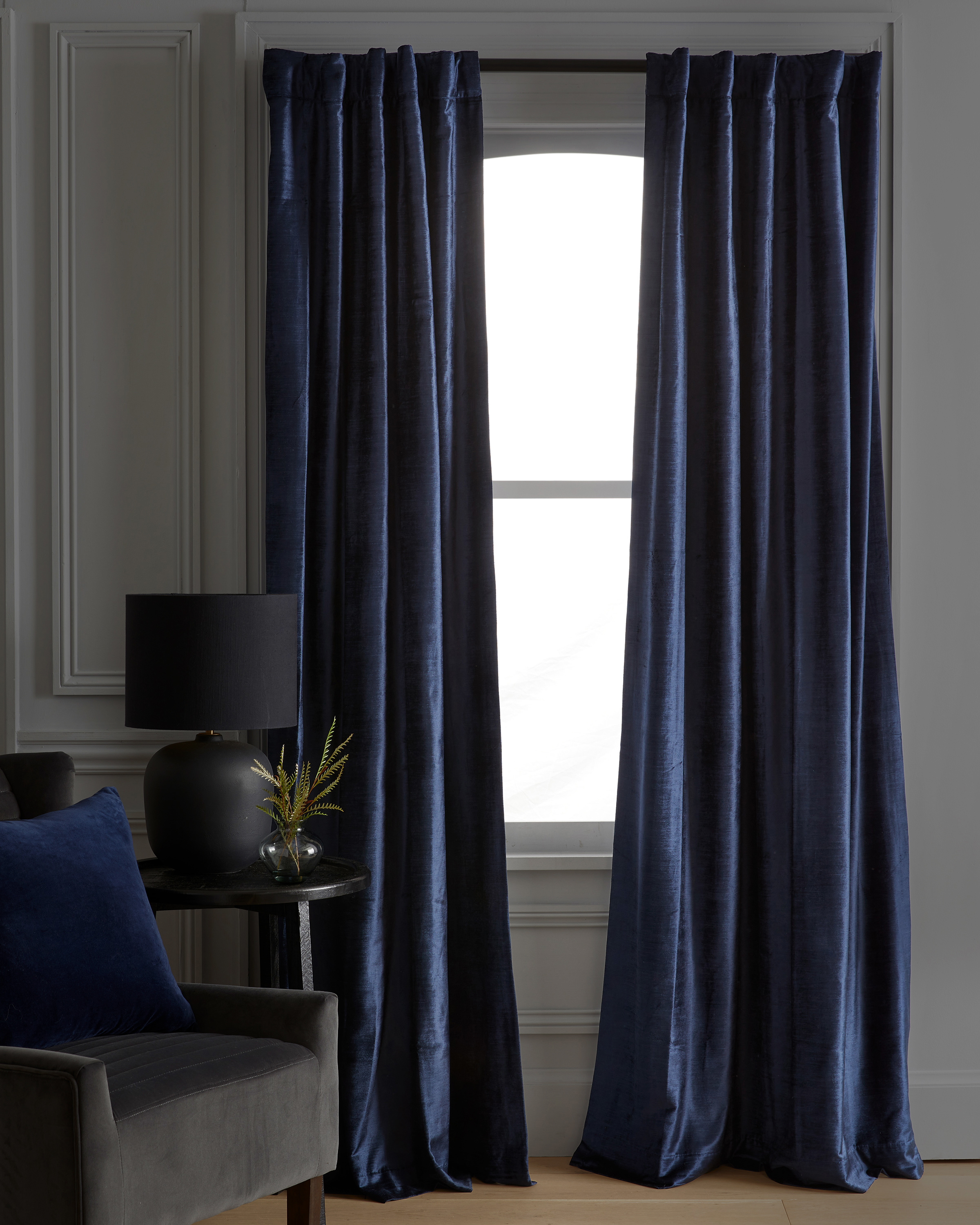 Navy Luster Velvet True Blackout Curtain - Single Panel