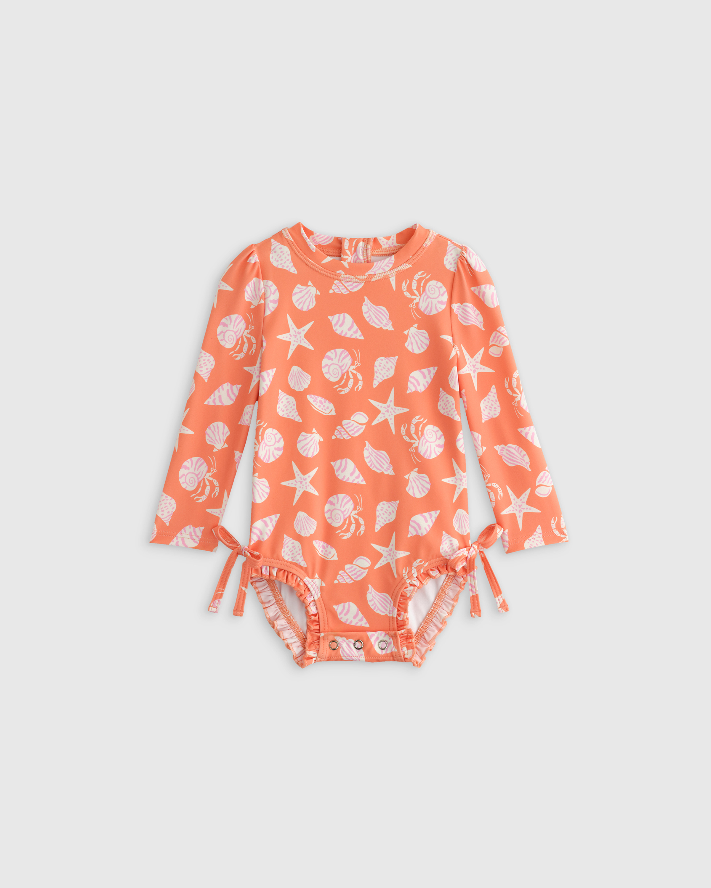 Quince Long Sleeve Tie One-piece Swimsuit In Shells