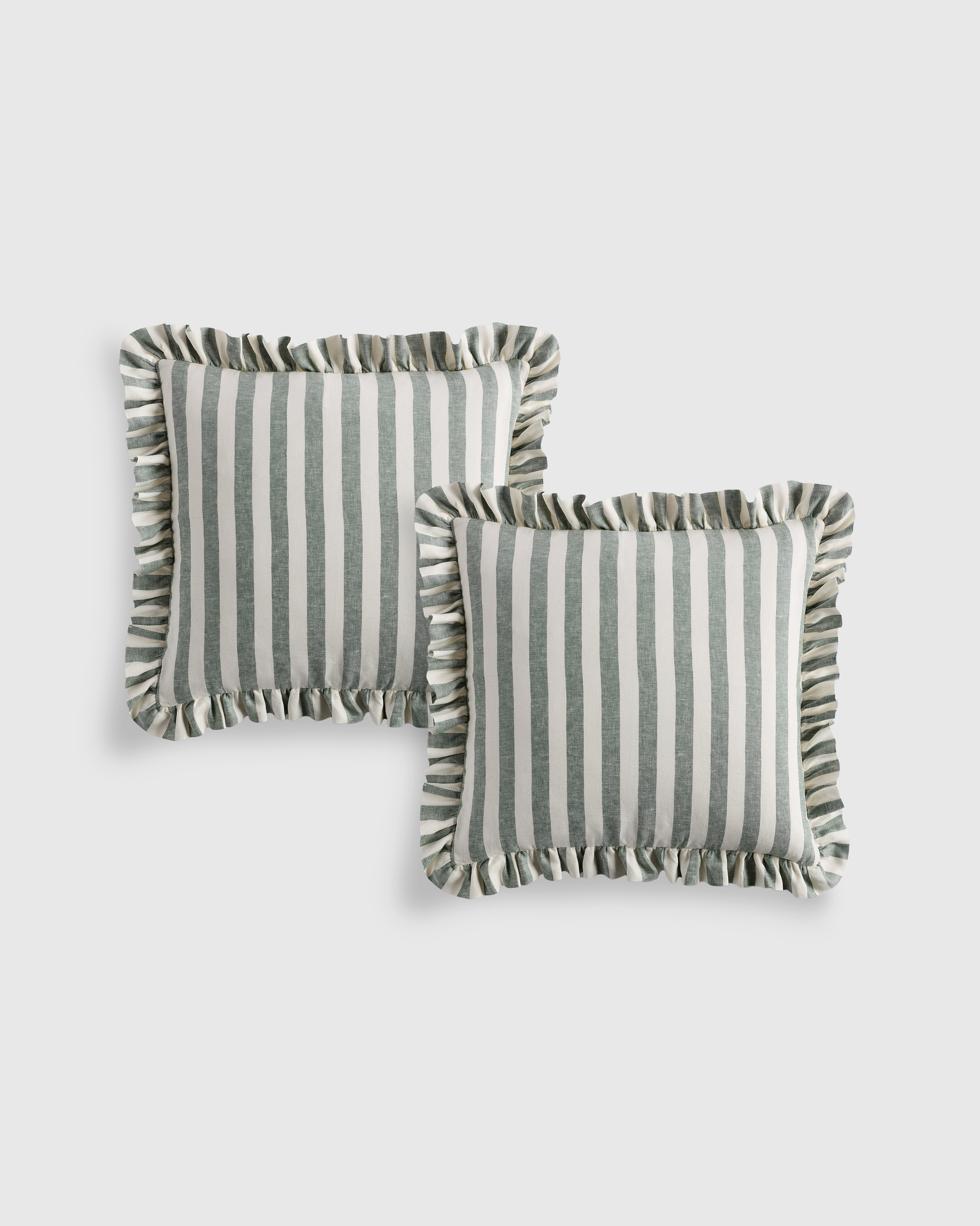 Stripe Ruffle Linen Pillow Cover (Set of 2)