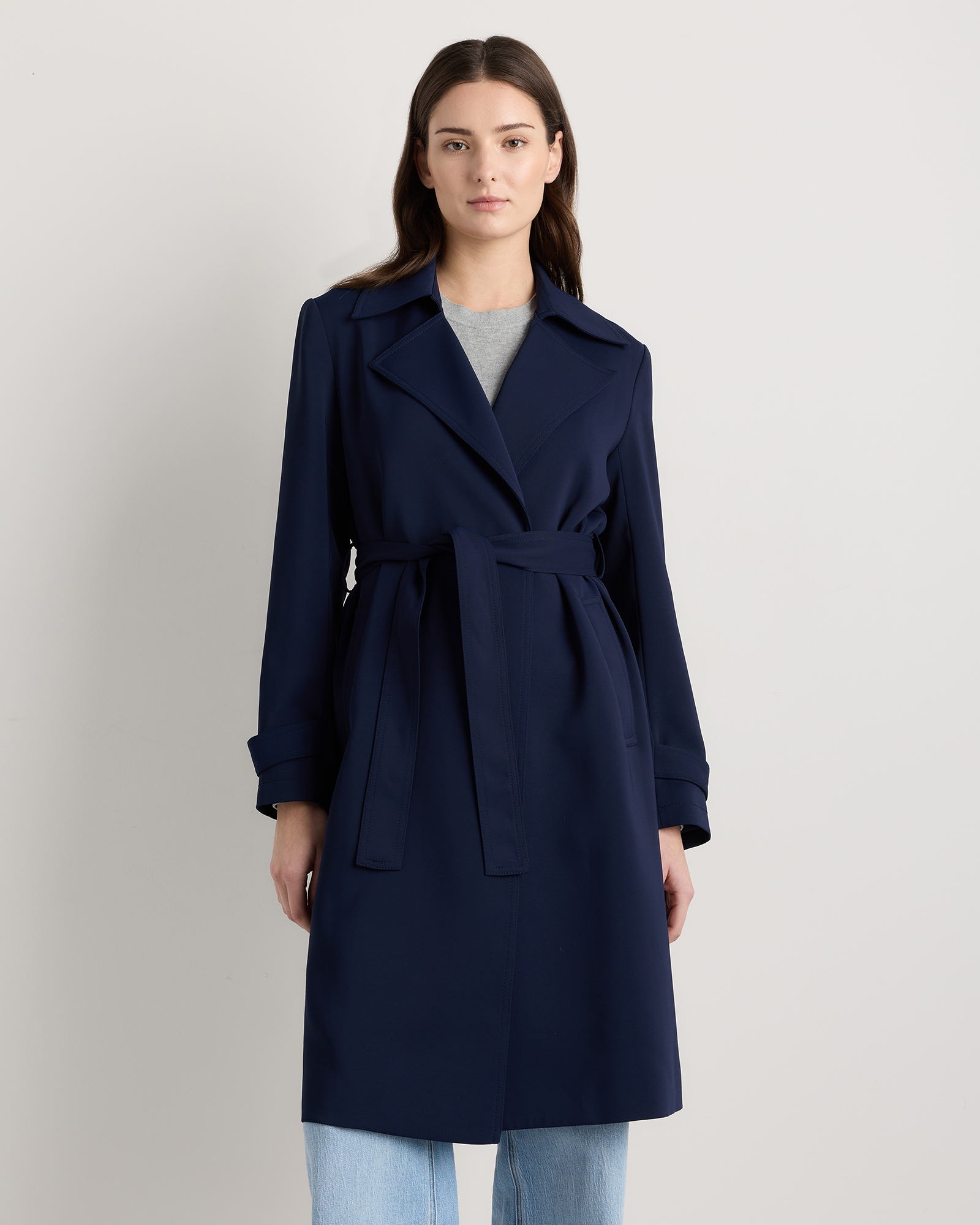 Navy Trench en crêpe extensible