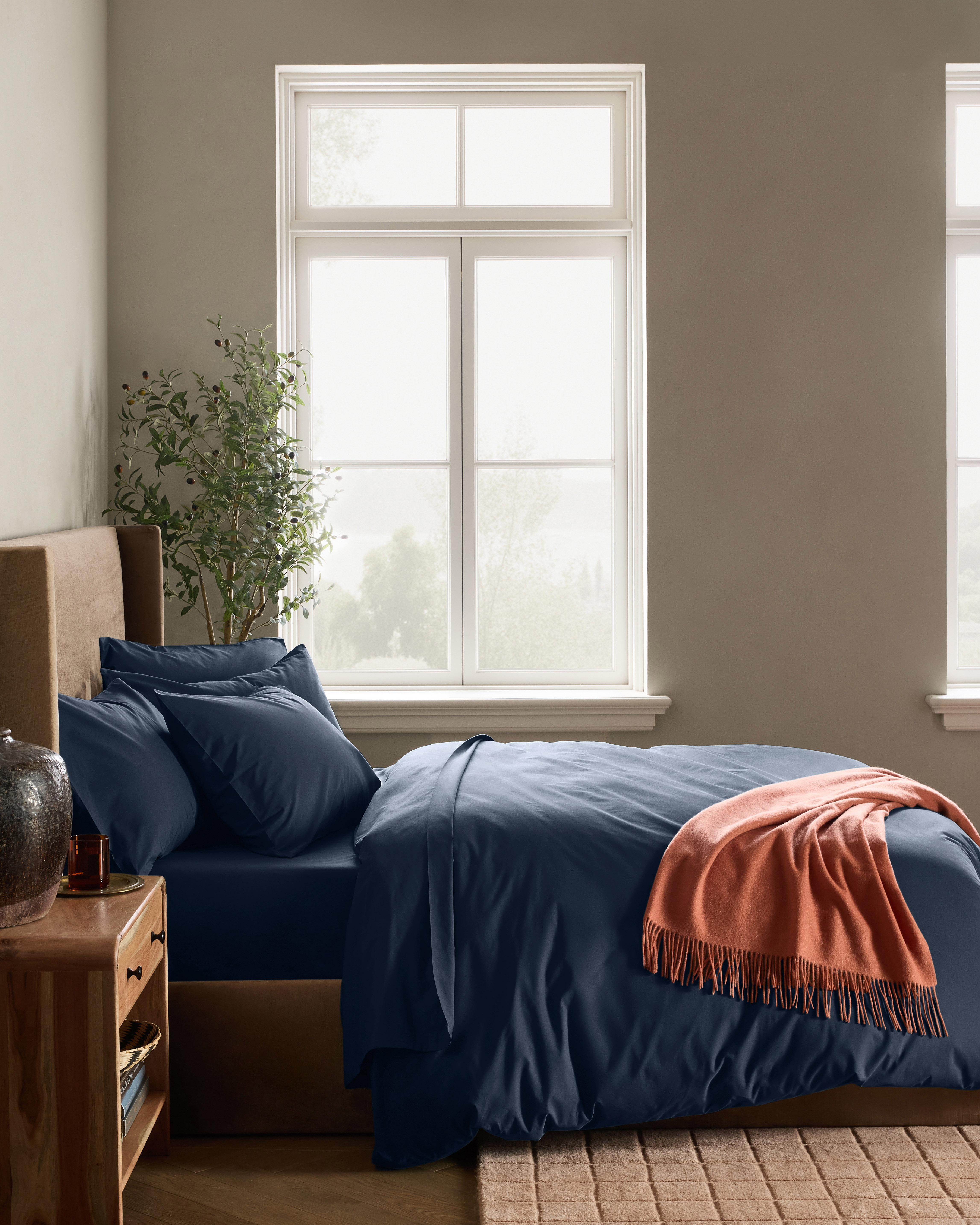 Navy Classic Organic Percale Duvet Cover