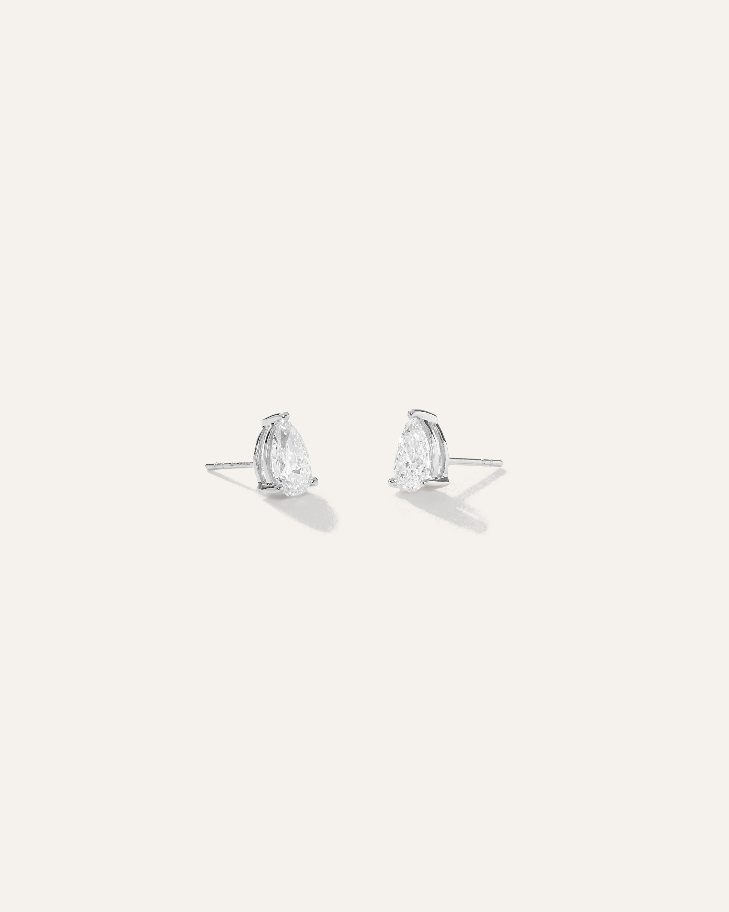 White Gold 14k Gold Lab Grown Diamond Pear Solitaire Studs - 2ctw