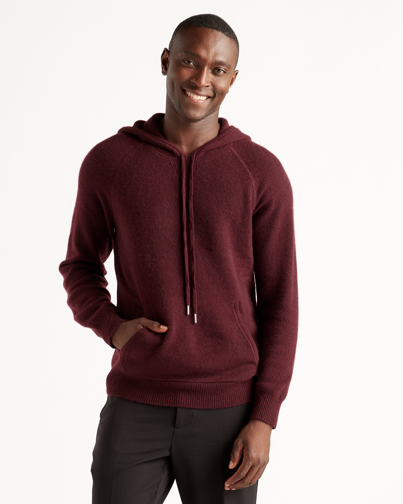 Rich Burgundy Mongolian Cashmere Pullover Hoodie
