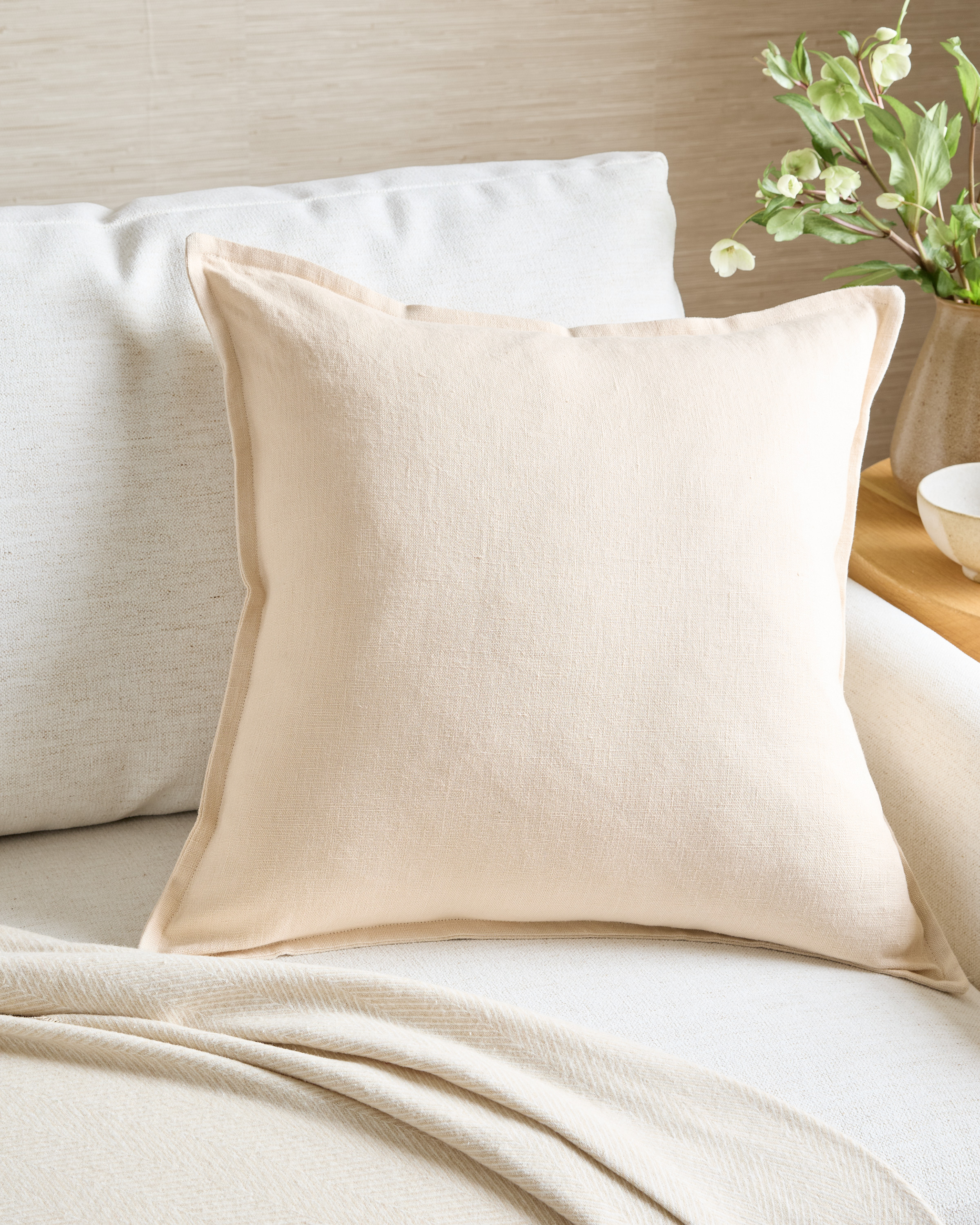 Natural European Linen Flange Edge Pillow Cover