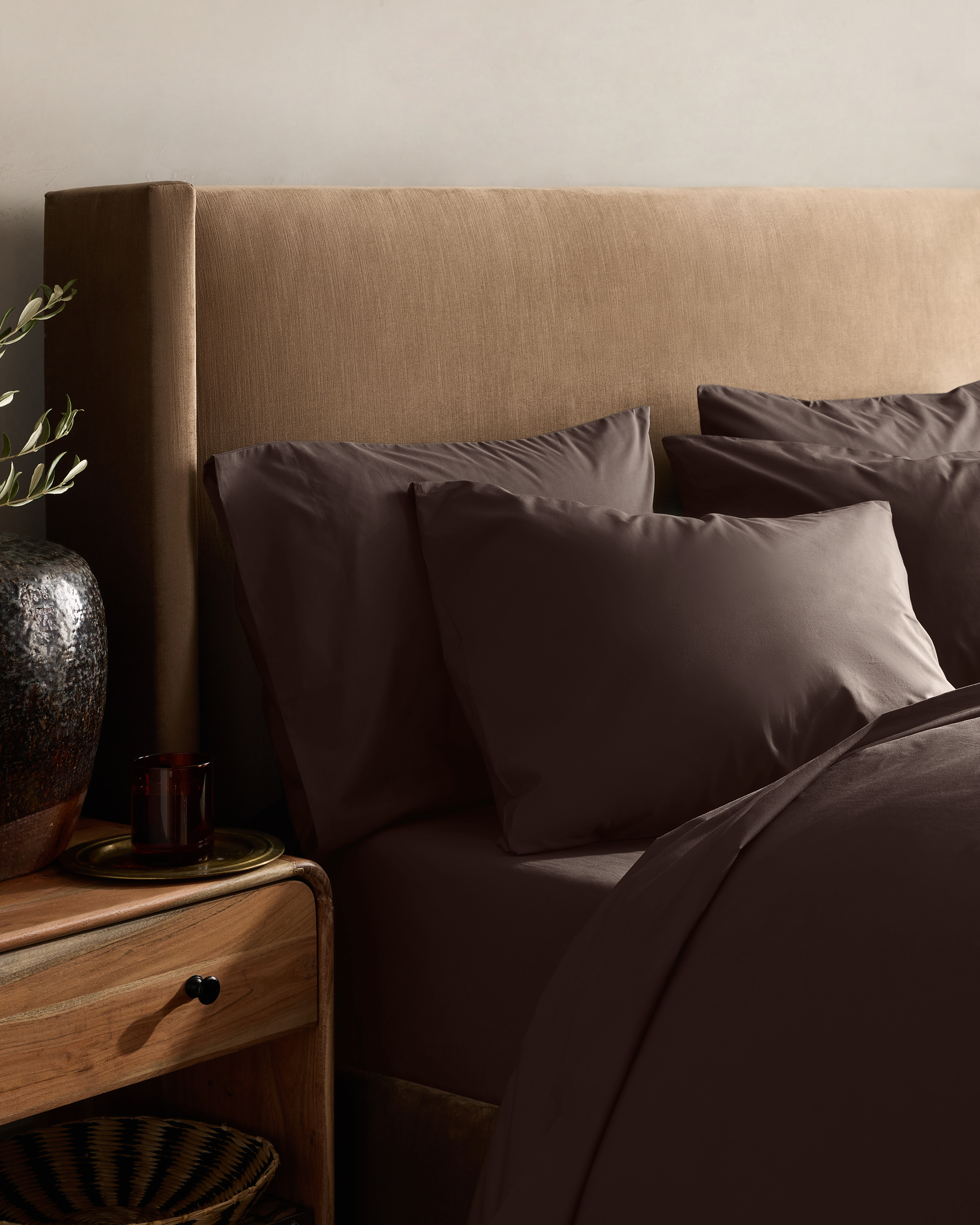 Classic Organic Percale Duvet Cover Set - Espresso, Full/Queen
