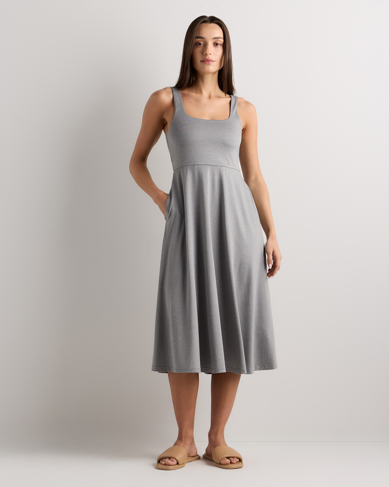 Heather Grey Flowknit Breeze Fit & Flare Dress