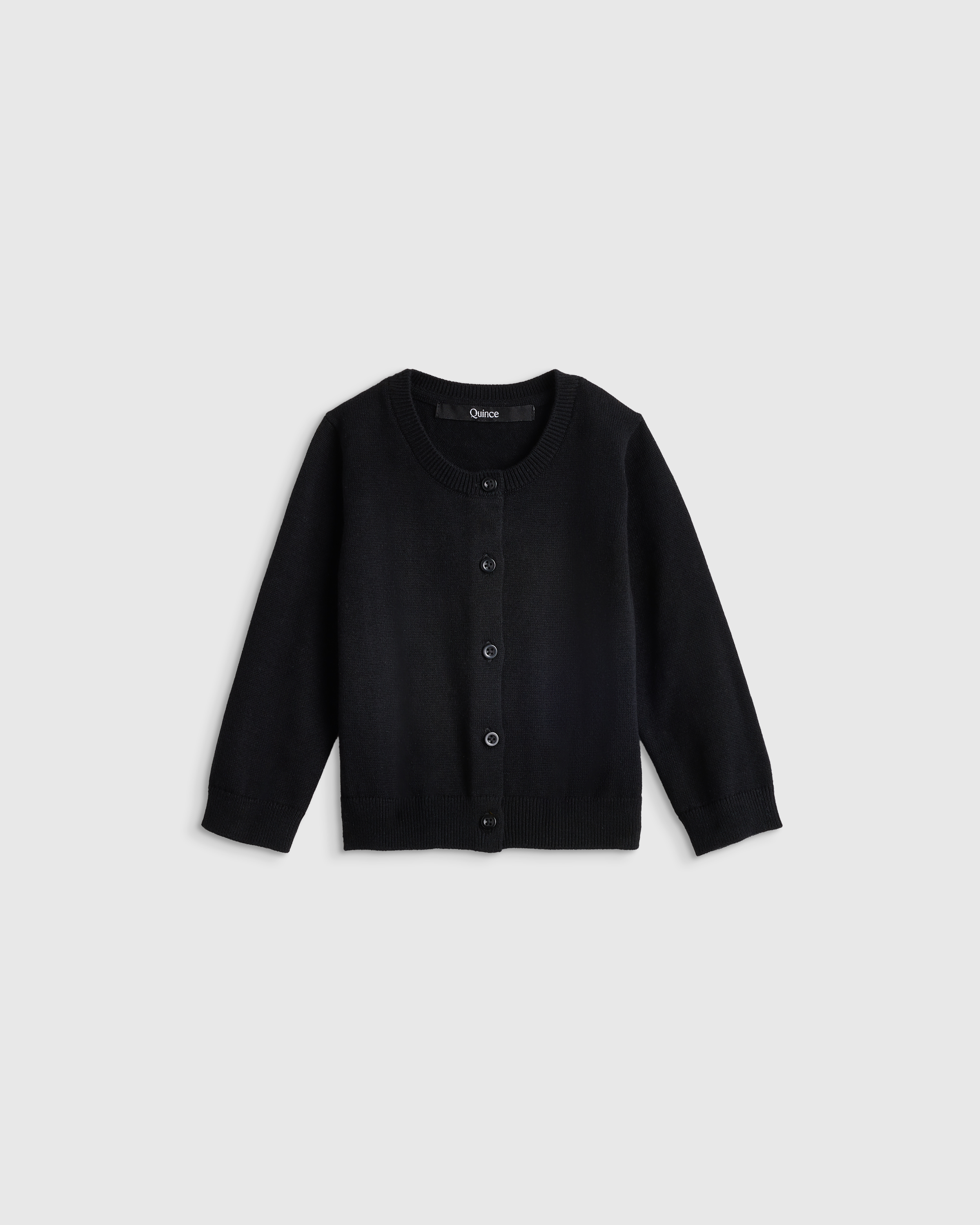 Black 100% Organic Cotton Crewneck Cardigan 