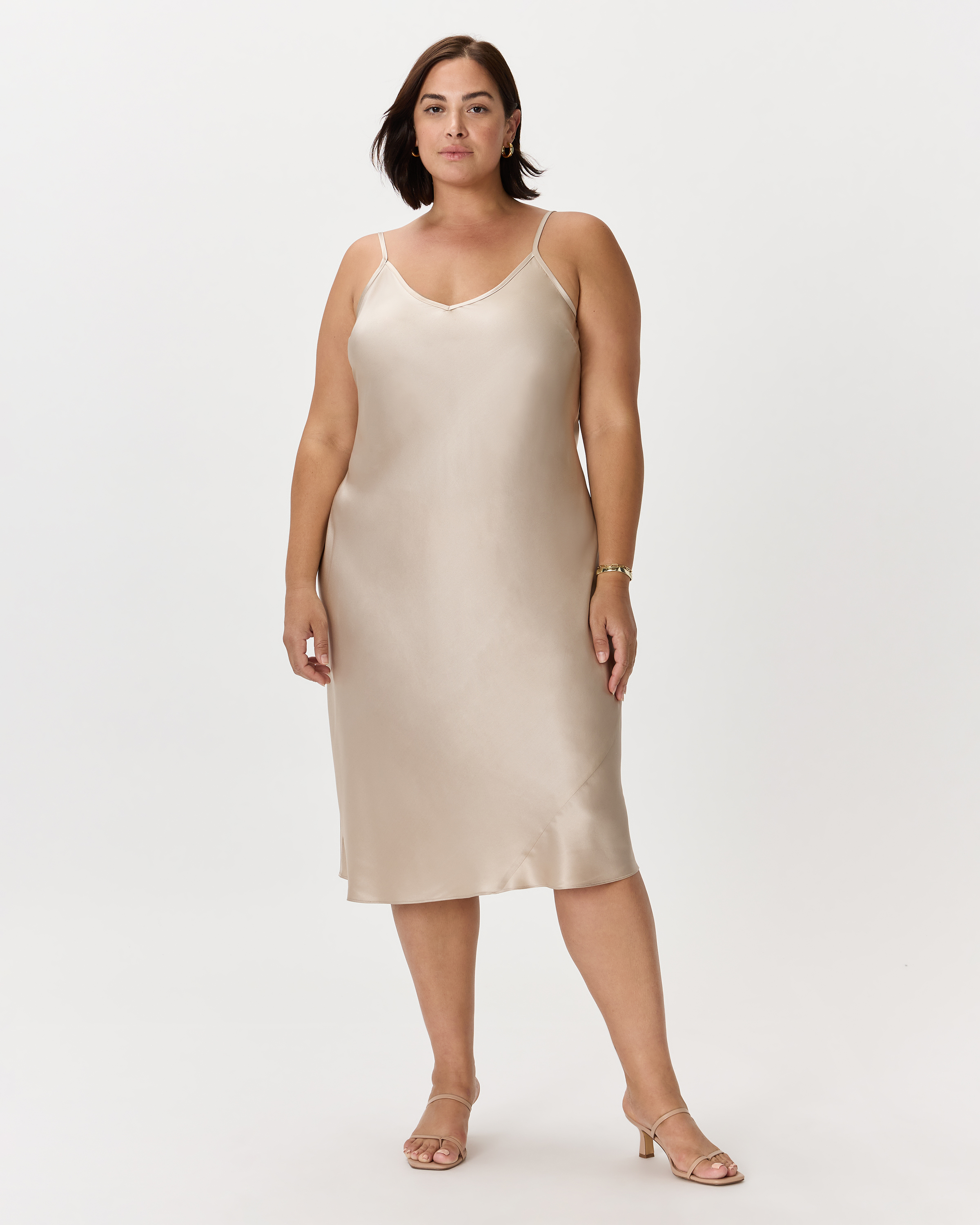 Champagne 100% Washable Silk Slip Dress