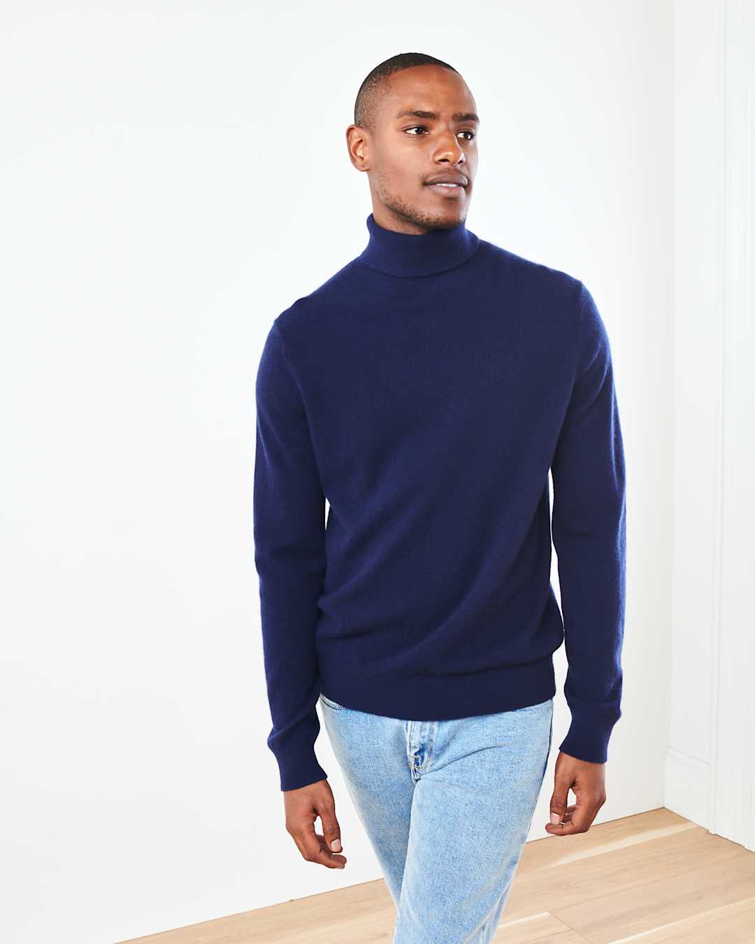 Saint Laurent Men's Certified Cashmere Turtleneck Blue