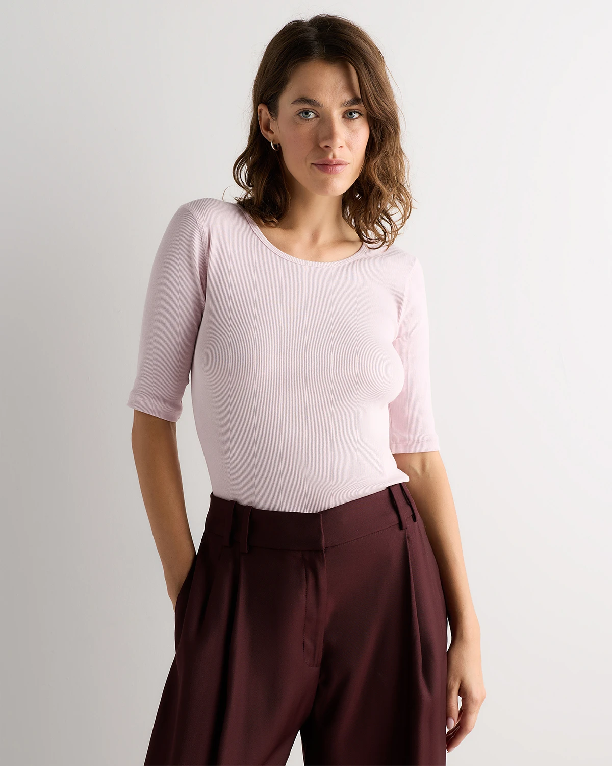 Organic Cotton Micro-Rib Elbow Sleeve Tee