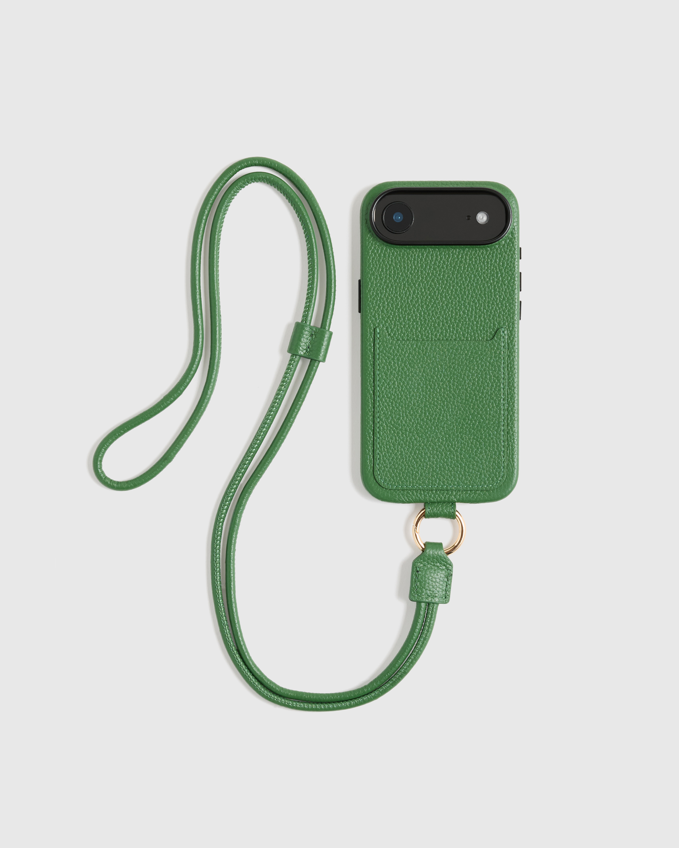 Quince | Italian Leather Phone Crossbody Case in Emerald, Size 17 air