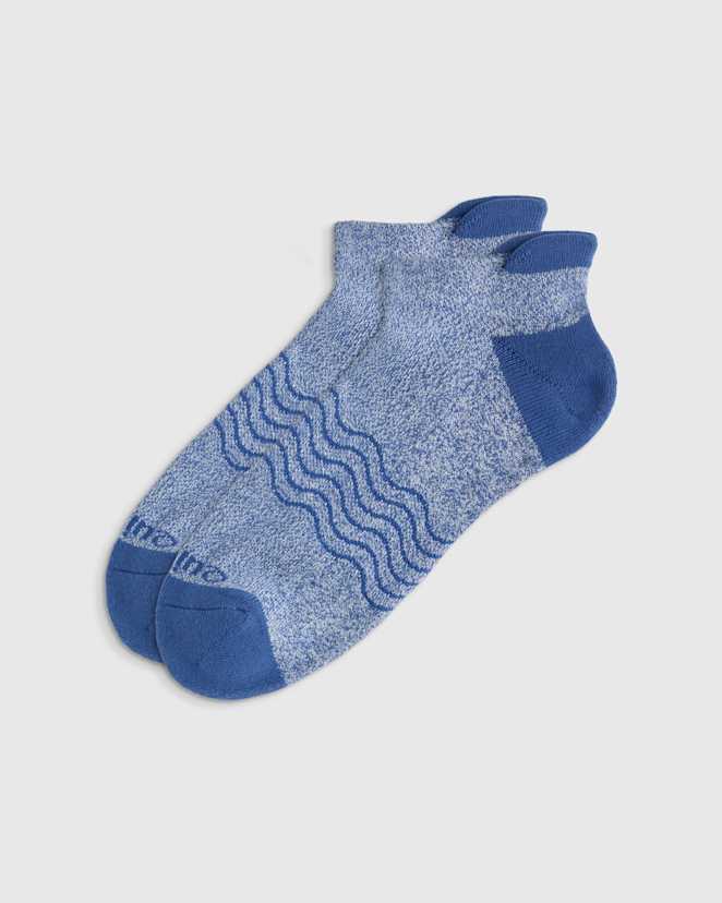 U--34 Unisex Everyday Cotton Colorblock Marl Ankle Socks (4-pack) Blue 17102 CROPPED
