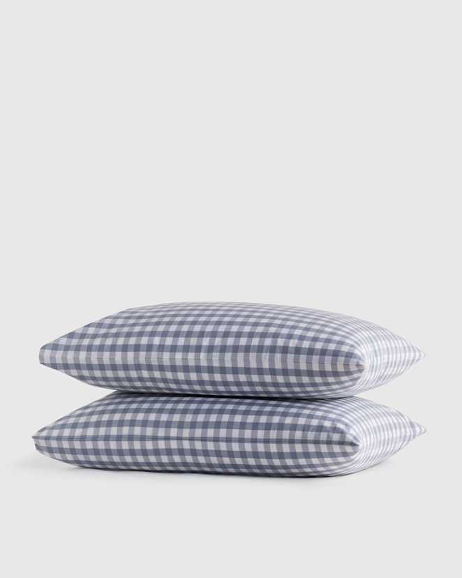 Mineral Organic Crisp Percale Gingham Pillowcase Set