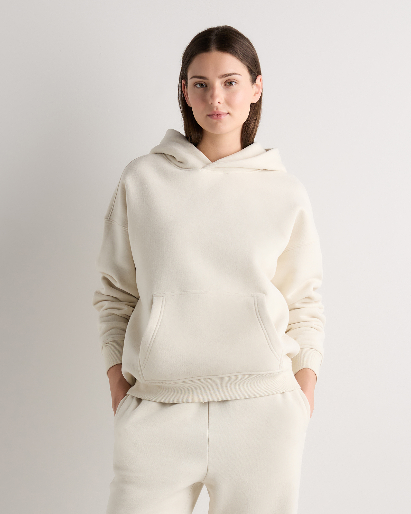 Linen White Pull à capuche en molleton de tous les jours