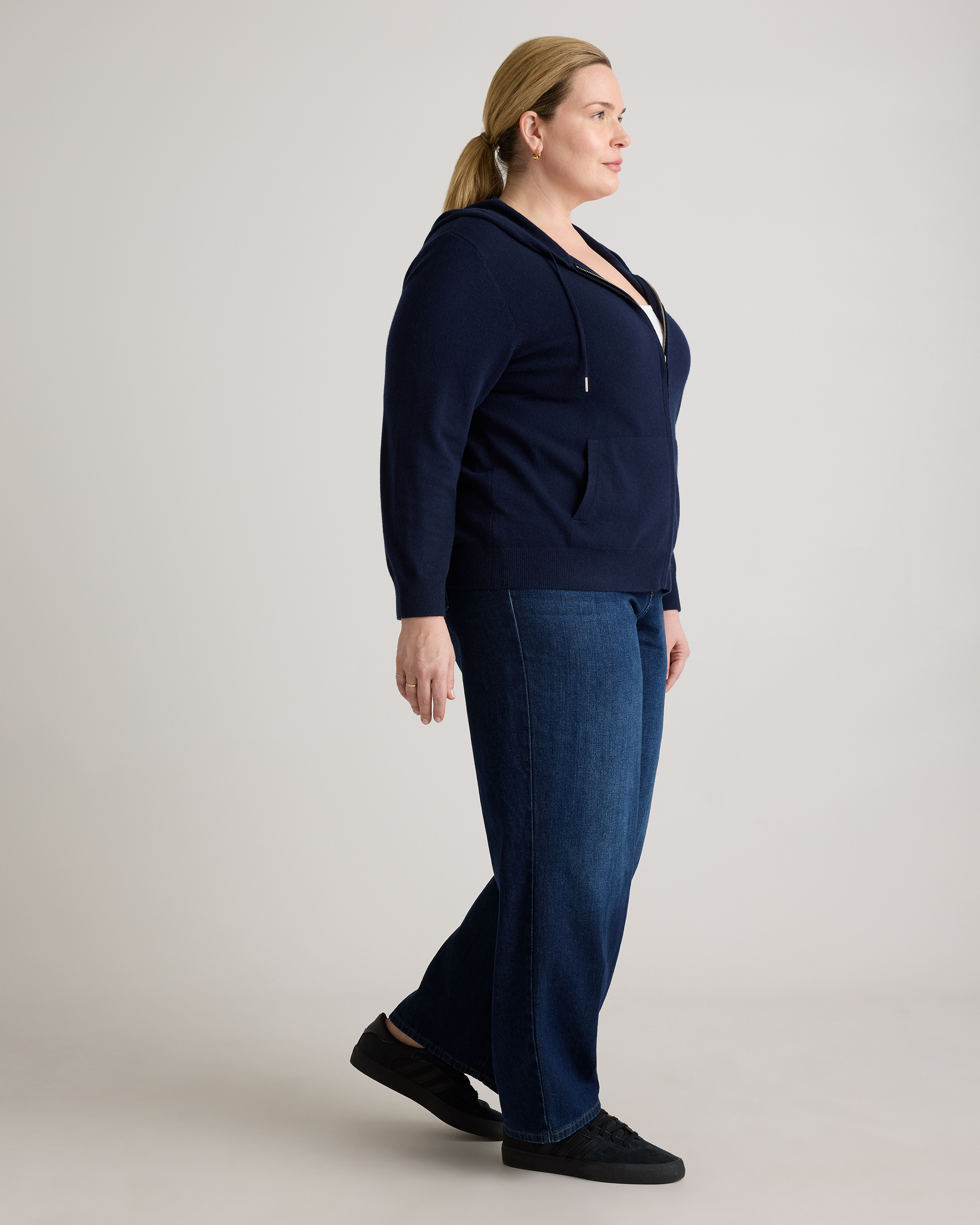 Mongolian Cashmere Full-Zip Hoodie - Plus Size
