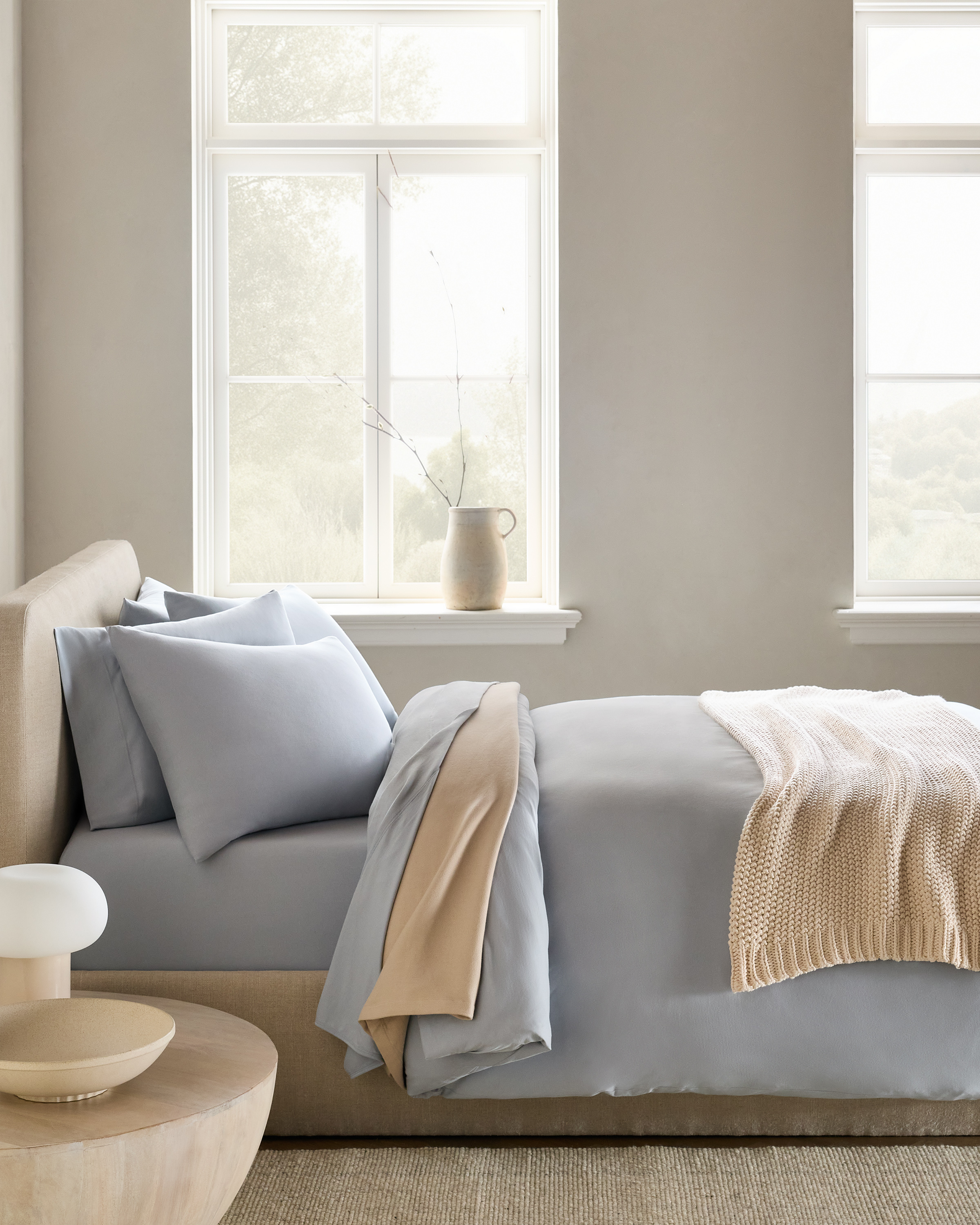 Light Blue Organic Jersey Duvet Cover