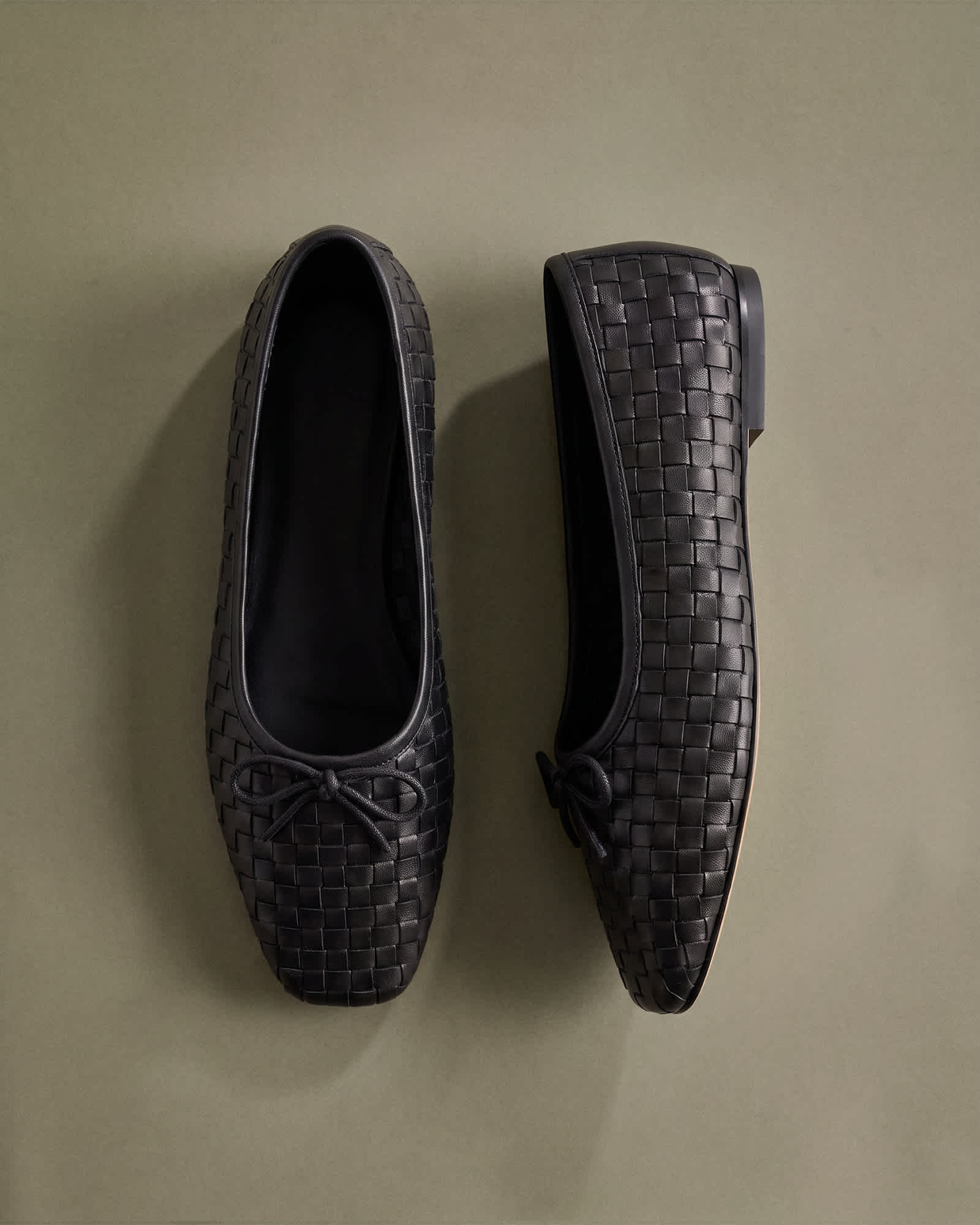 Italian Leather Handwoven Square Toe Ballet Flat-1