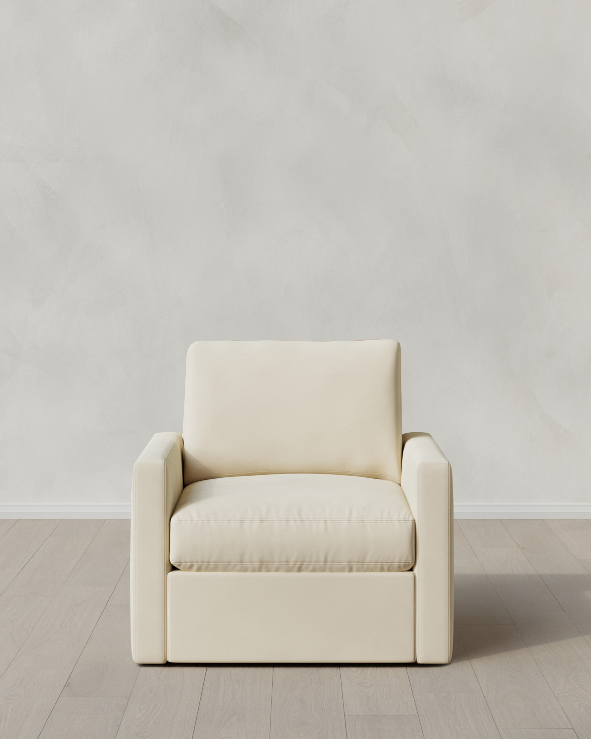 Ivory Brennan Swivel Chair in Performance Velvet