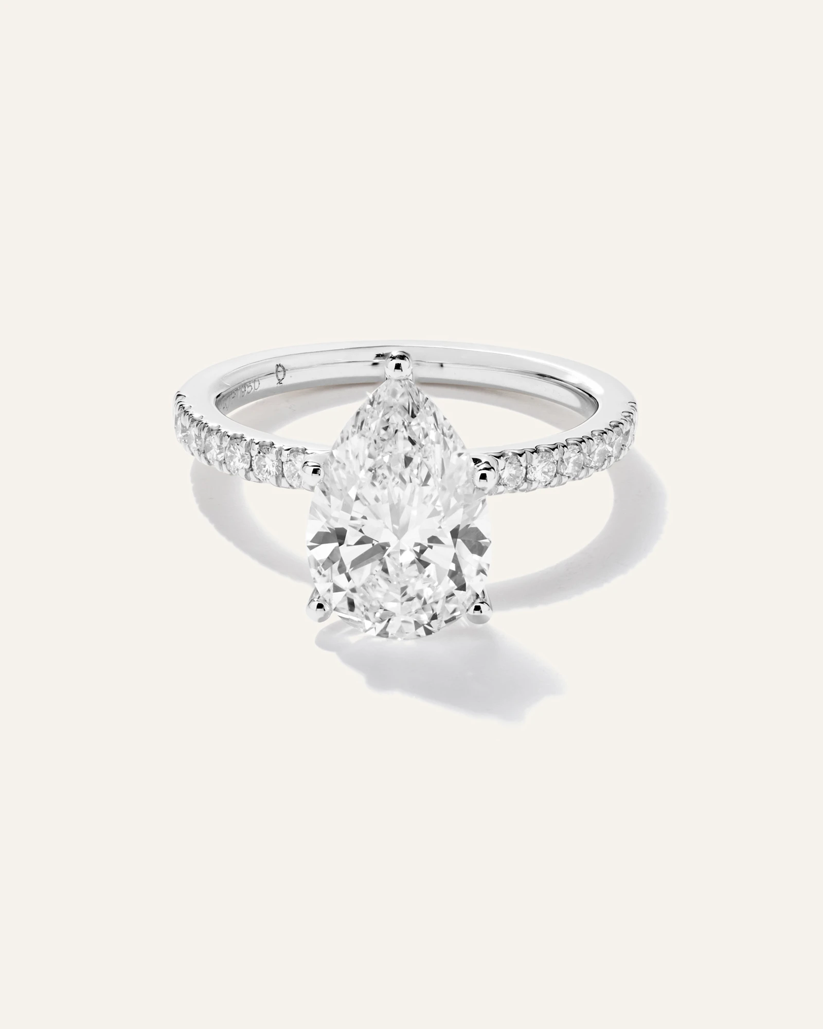 Lab Grown Diamond Pear Petite Pave Engagement Ring