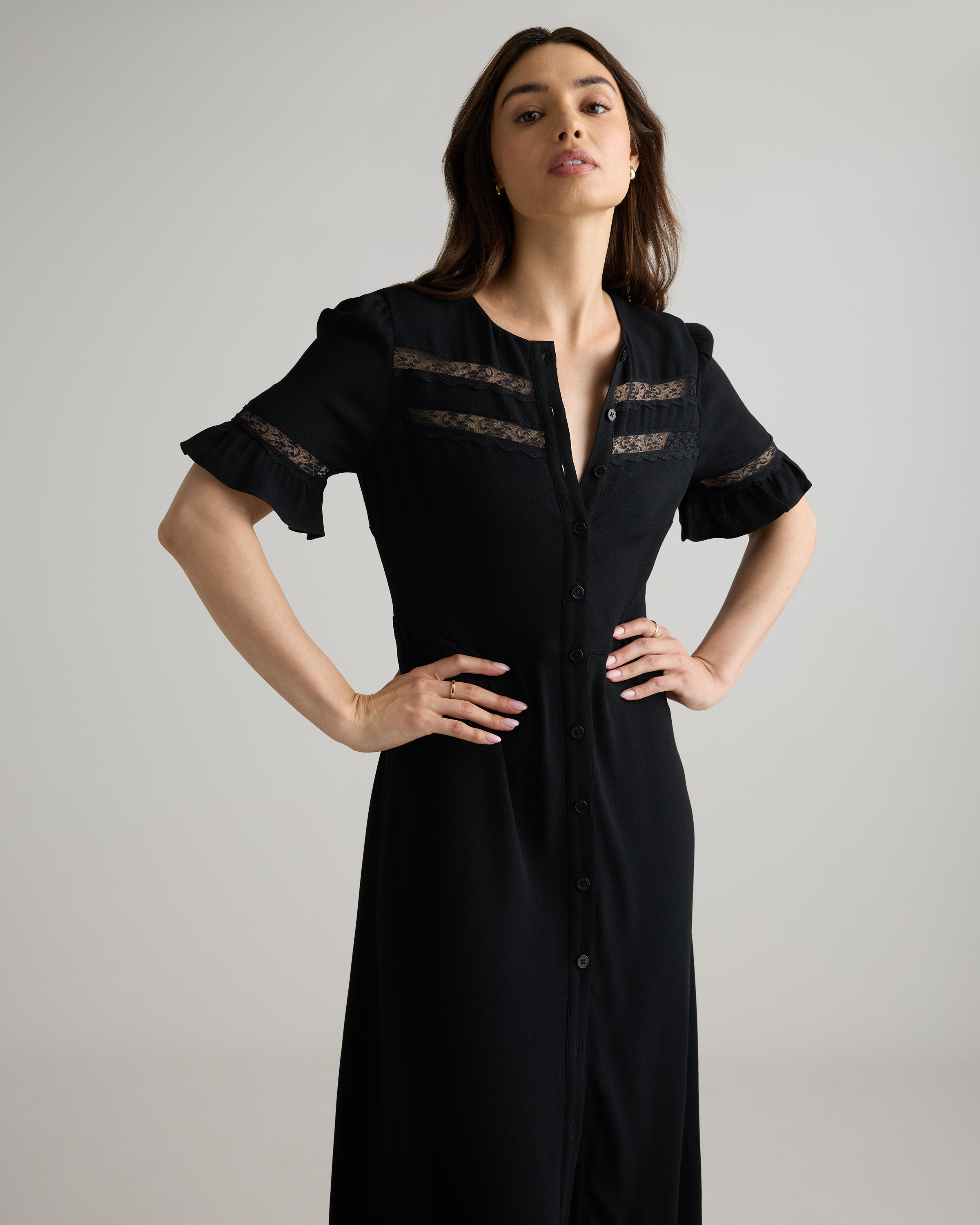 black lightweight dress Plus-Size Short Wedding Guest Dress with Cut-Out– PromGirl main image 0