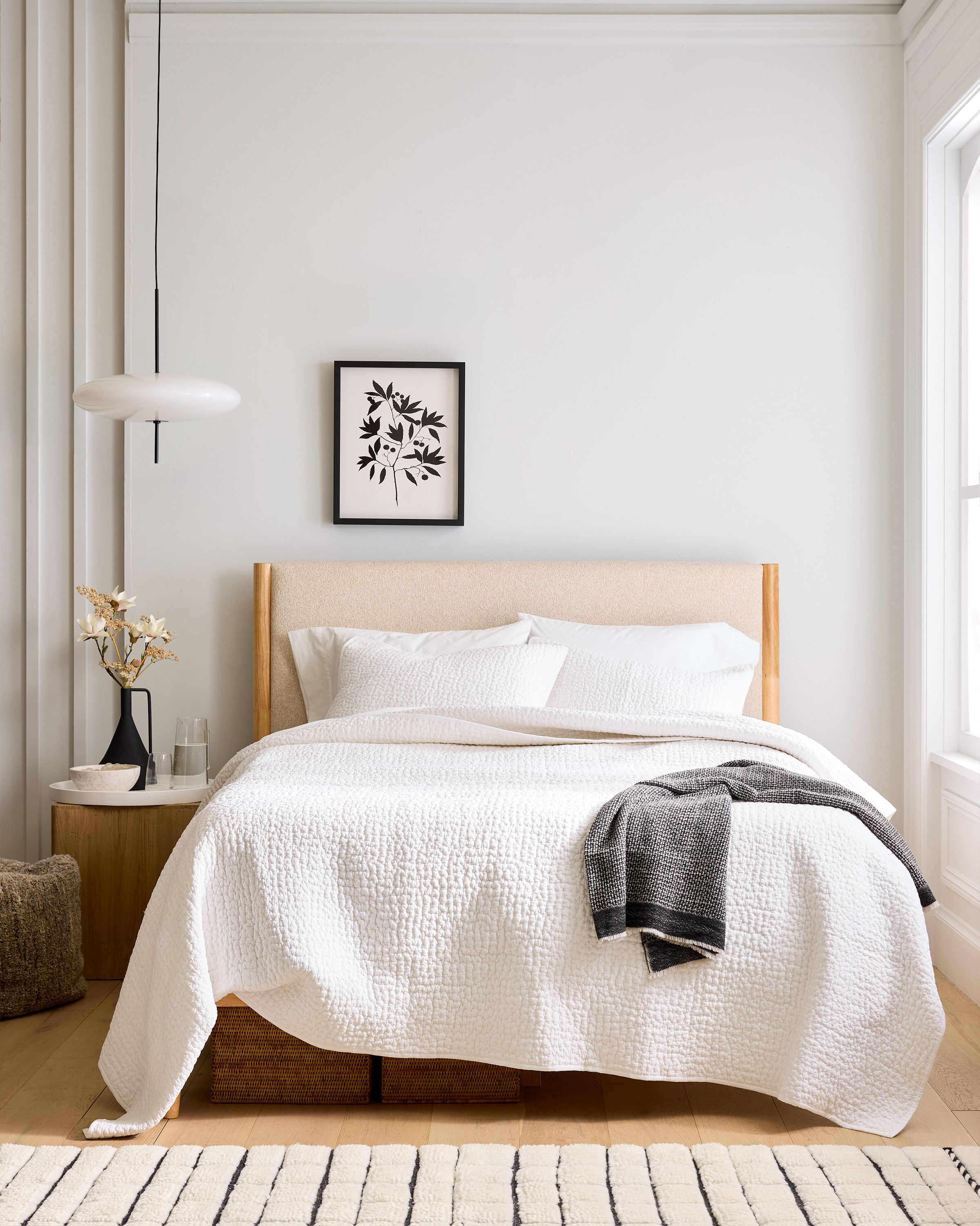 White Organic Cotton Hand Stitched Quilt Set