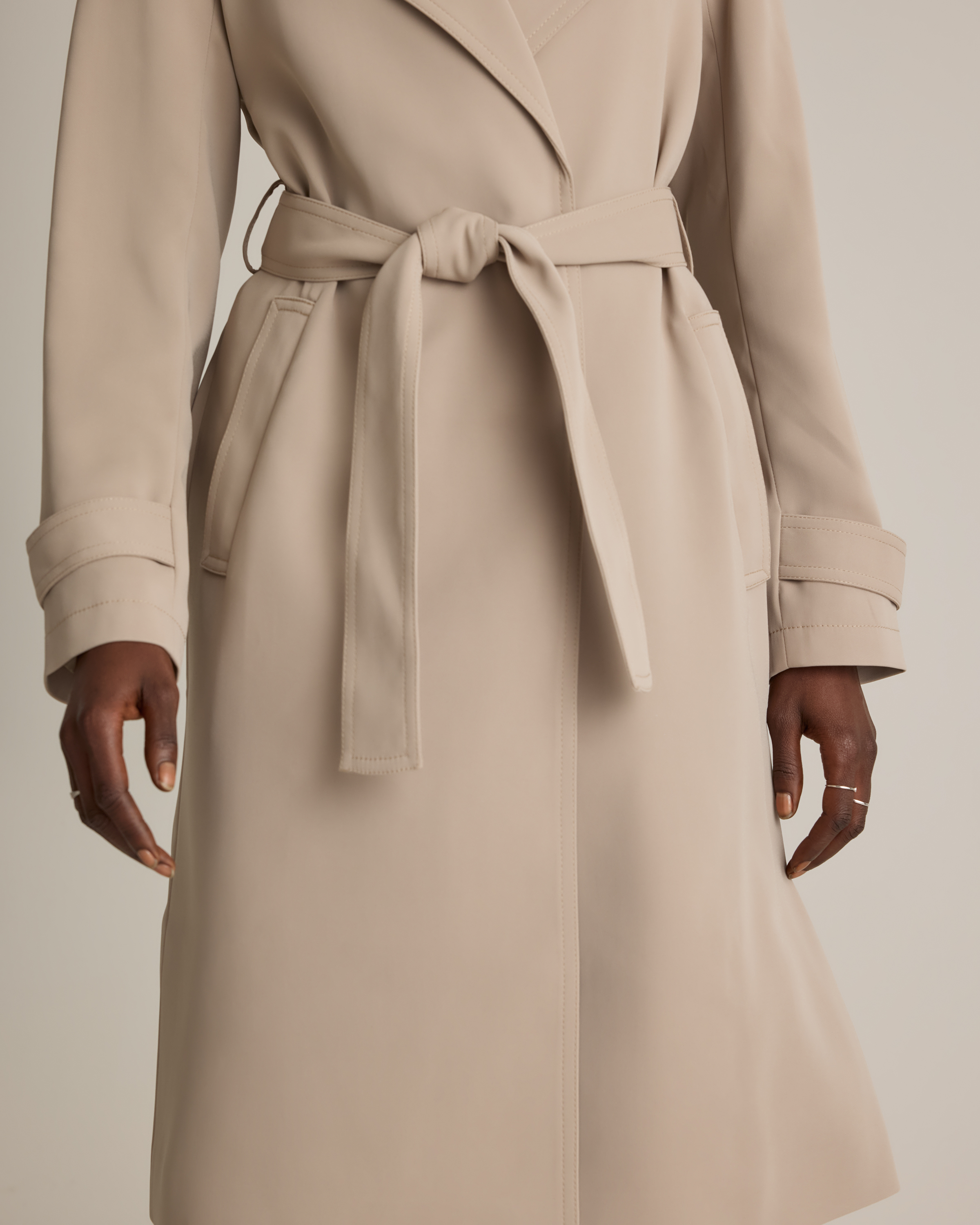 Stretch Crepe Trench Coat