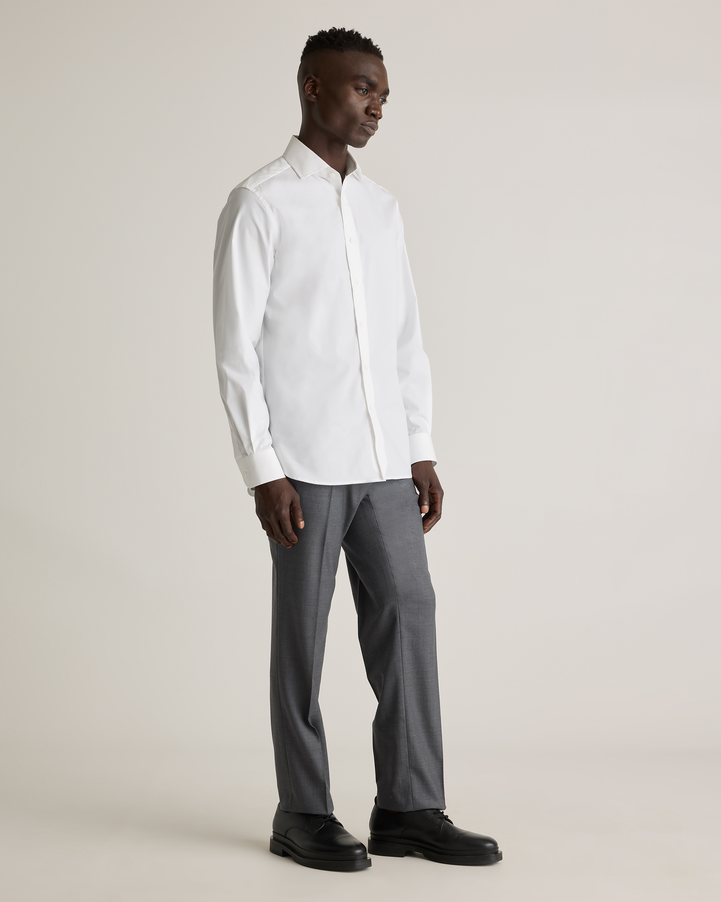 Organic Cotton Stretch Poplin Dress Shirt in White