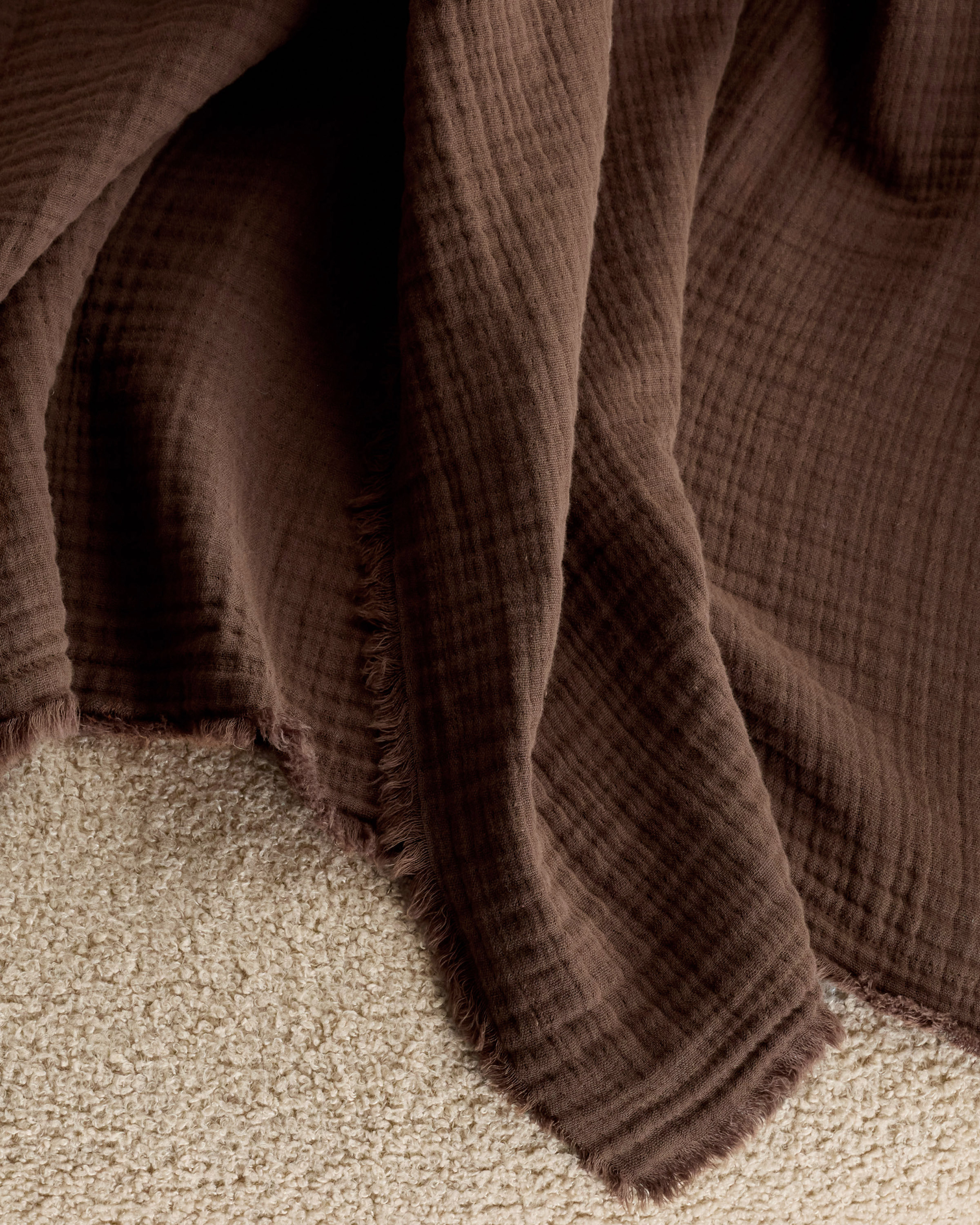 Organic Airy Gauze Throw - Chocolate