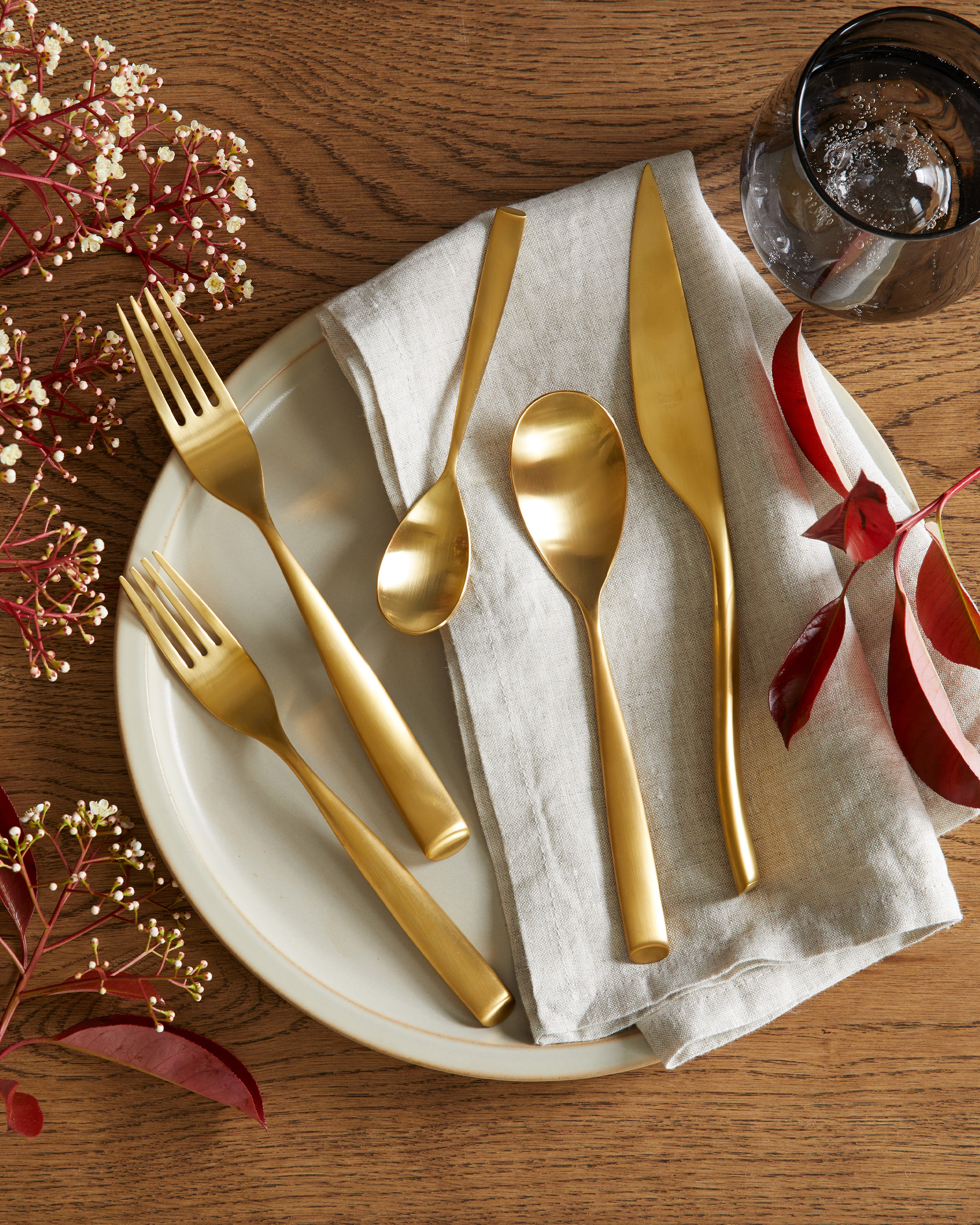 MEPRA Arte Flatware 20-Pc Set in Brushed Gold