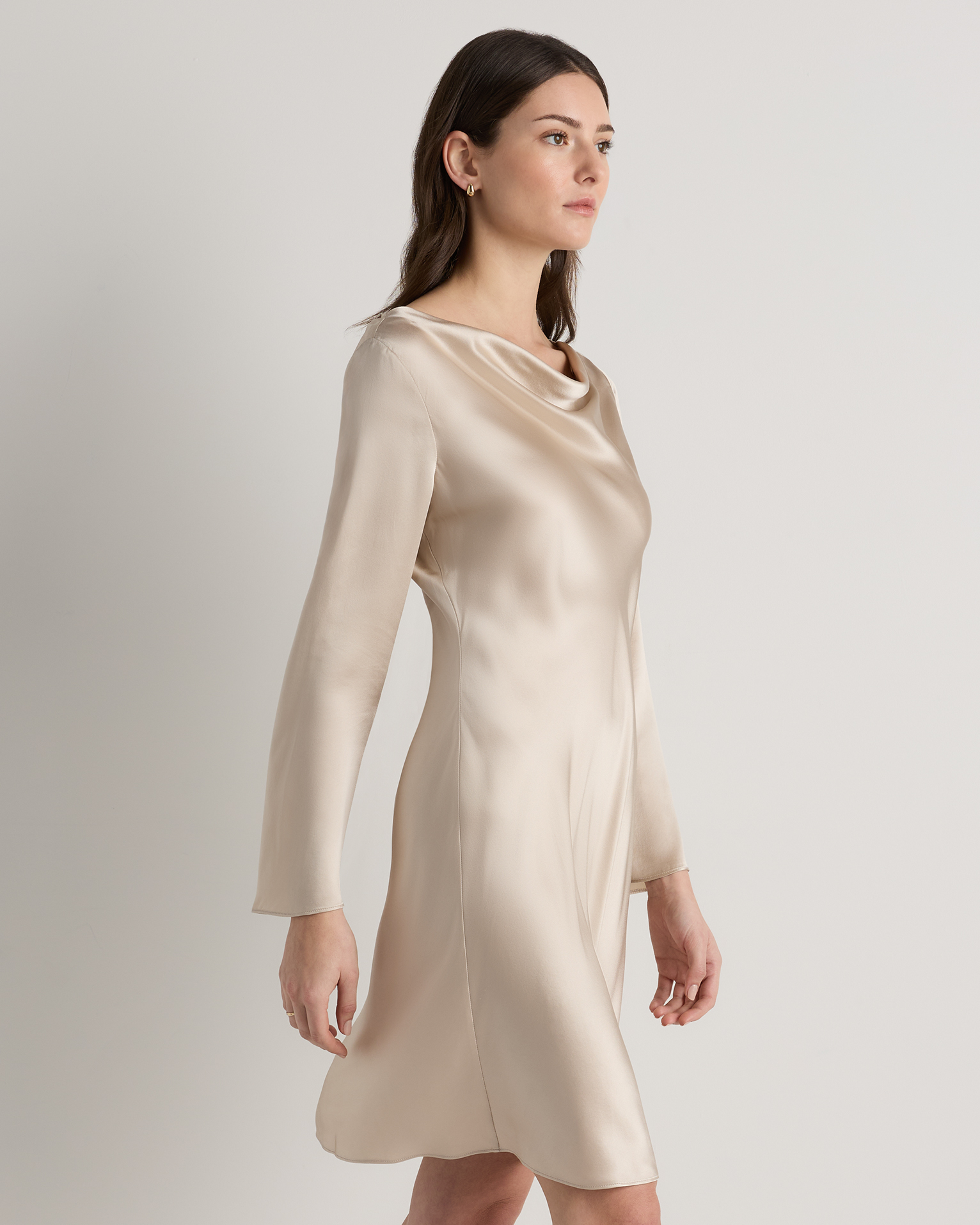 silk long dresses Empire-Waist Classic Long Satin Prom Dress main image 1