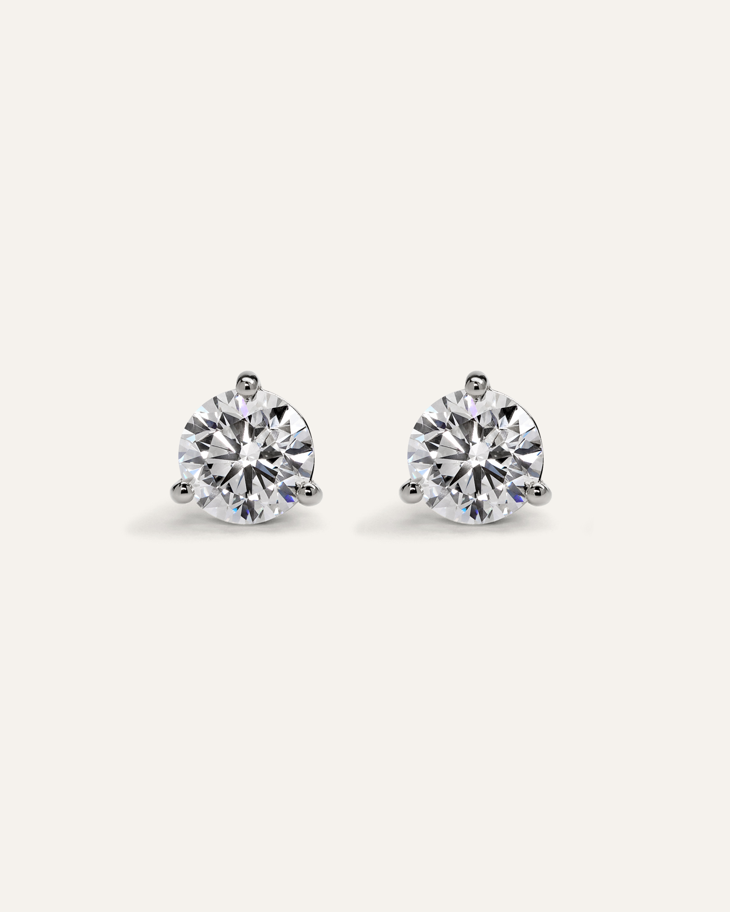 White Gold 14K Gold Lab Grown Diamond Martini Studs - 3ctw