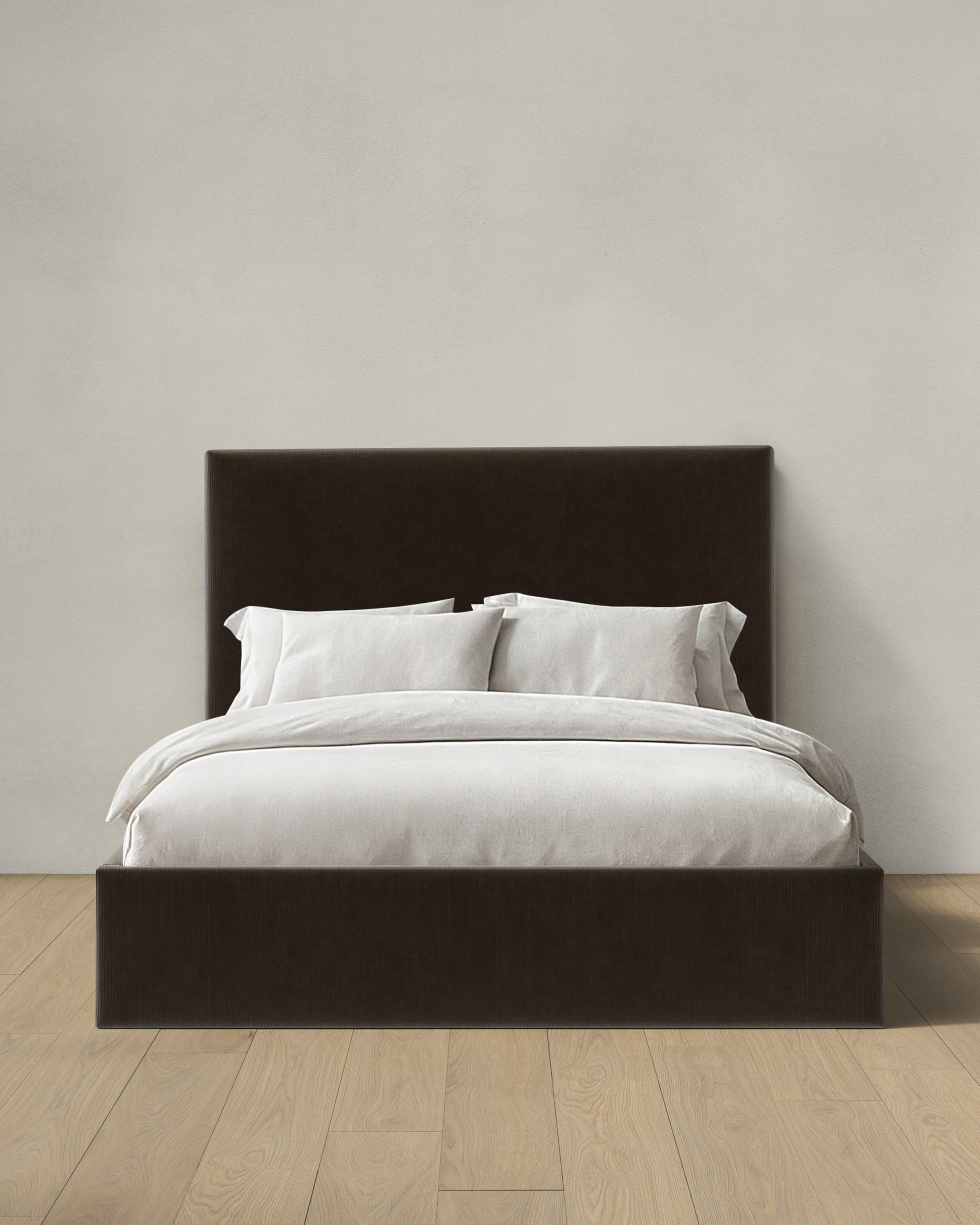 Chocolate Square Bed in Performance Velvet